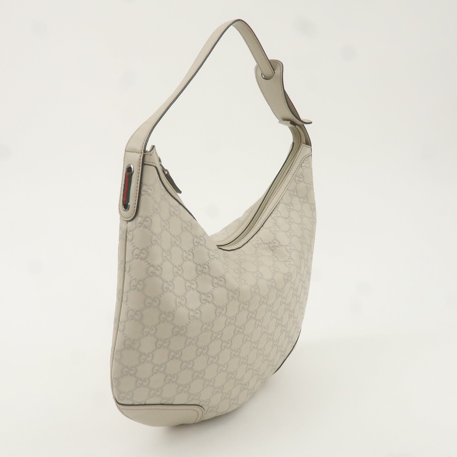 GUCCI Guccissima Sherry Leather One-Shoulder Bag Light Gray 293596