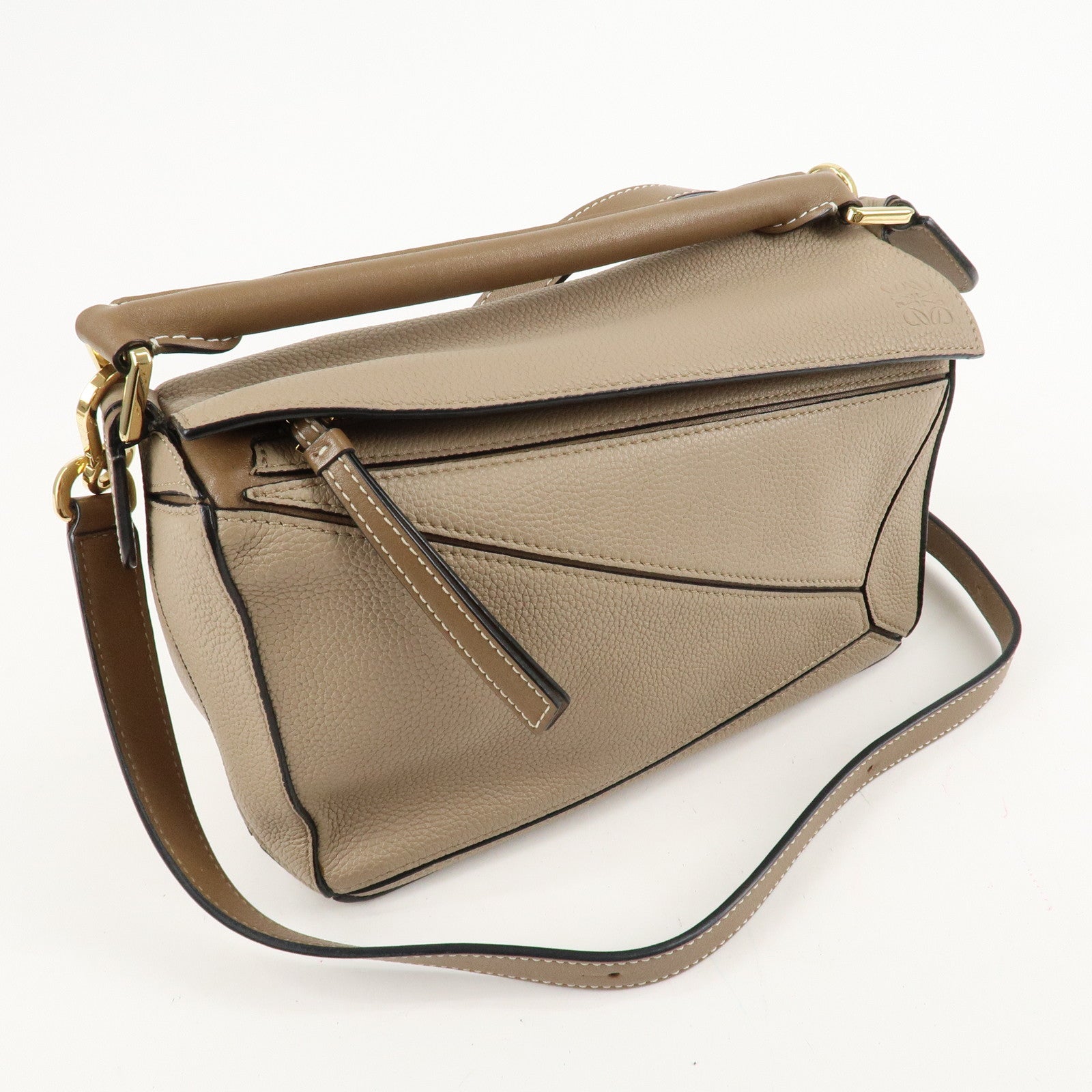 LOEWE Leather Puzzle Bag Small 2Way Bag Hand Bag Beige