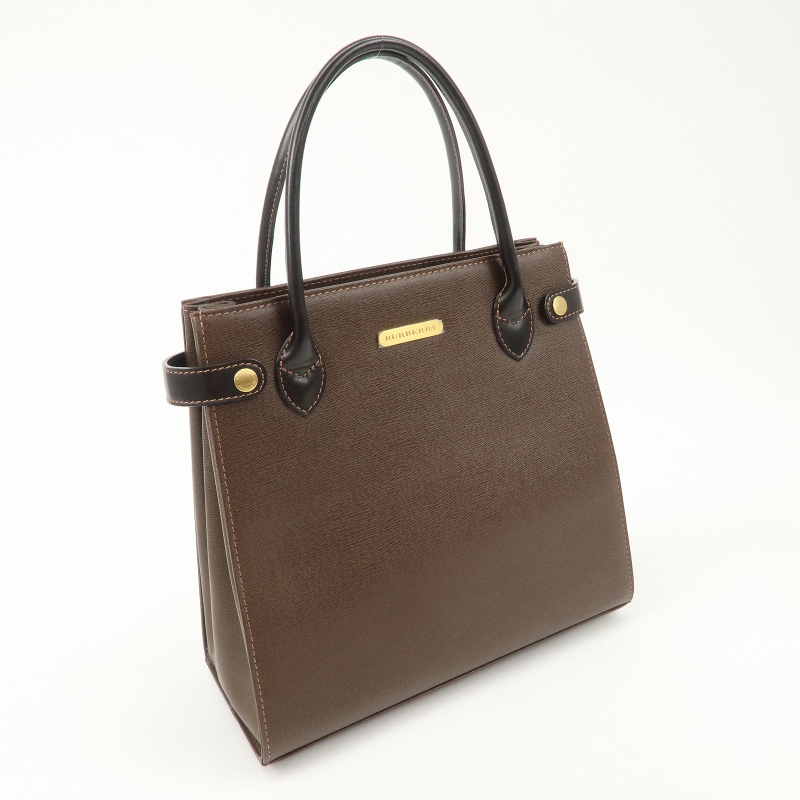 BURBERRY Leather Tote Bag Hand Bag Brown