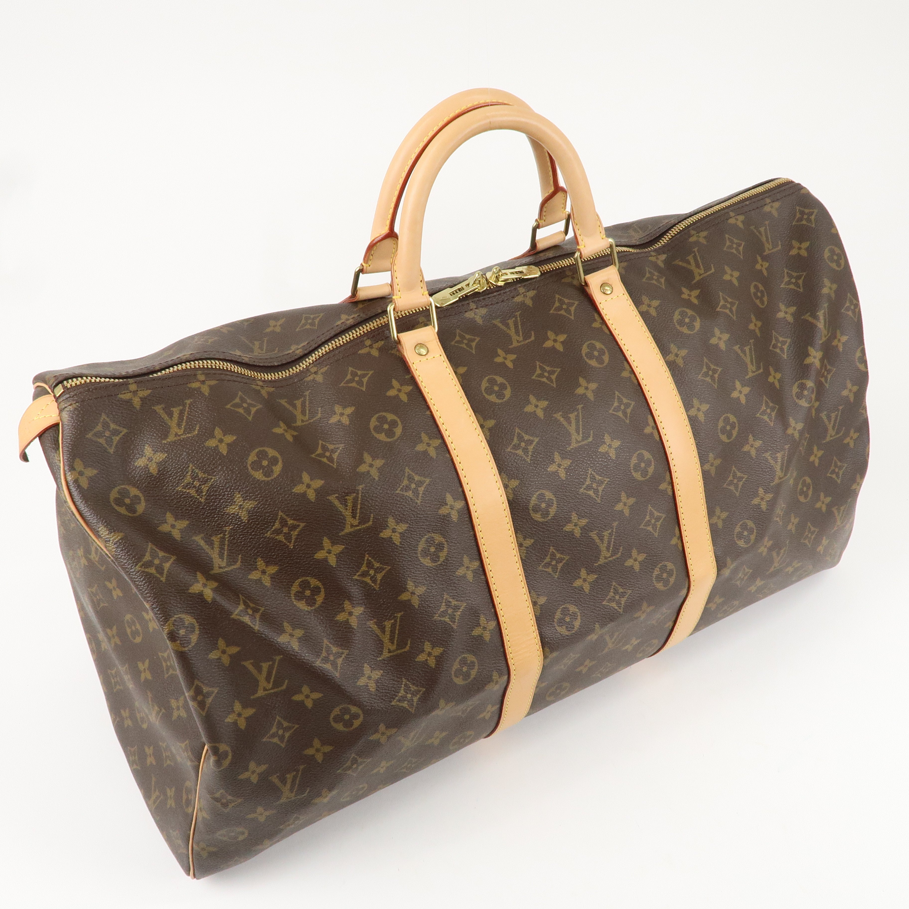 Louis Vuitton Monogram Keepall 60 Boston Bag Brown M42422