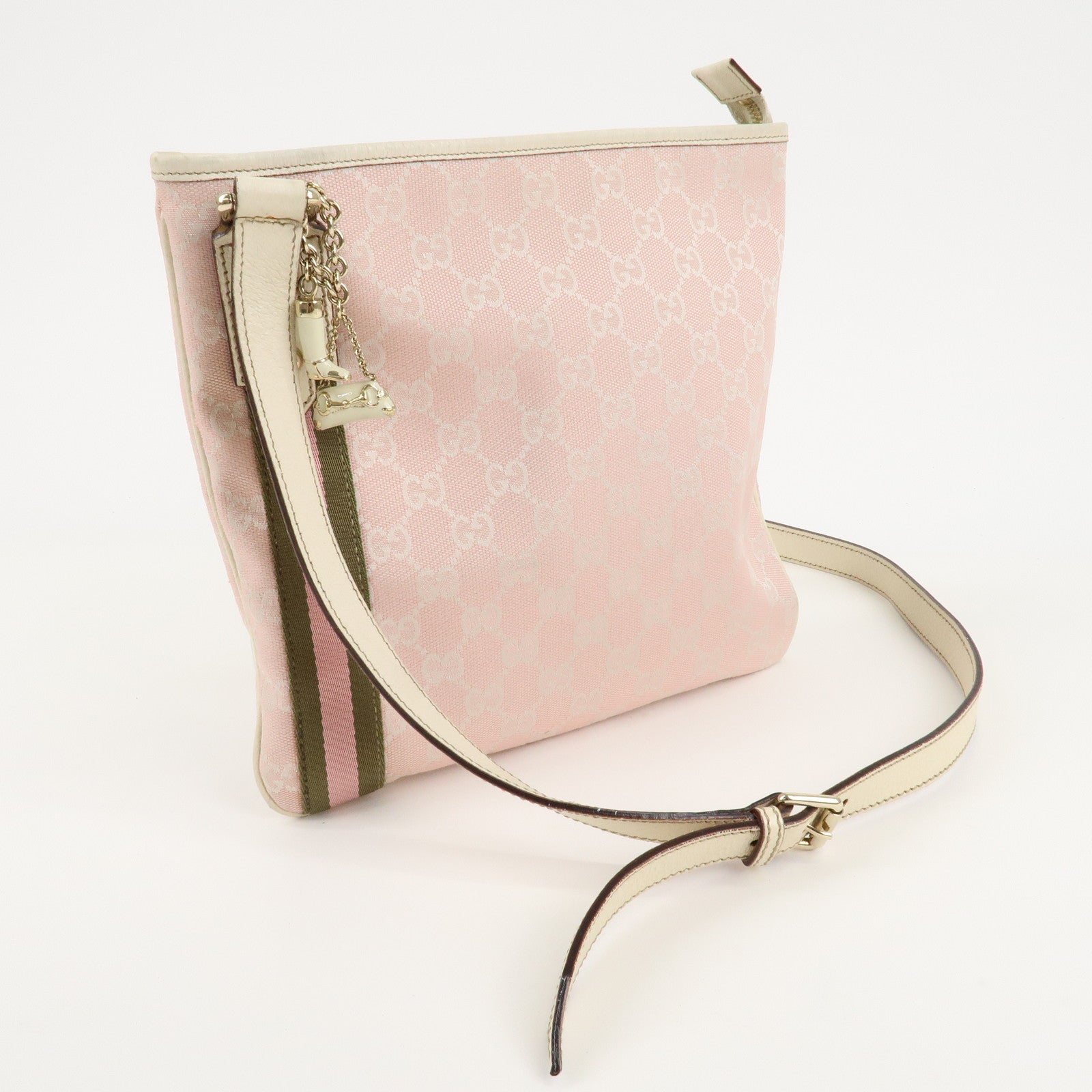 GUCCI Sherry GG Canvas Leather Shoulder Bag Pink Ivory 144388
Used F/S