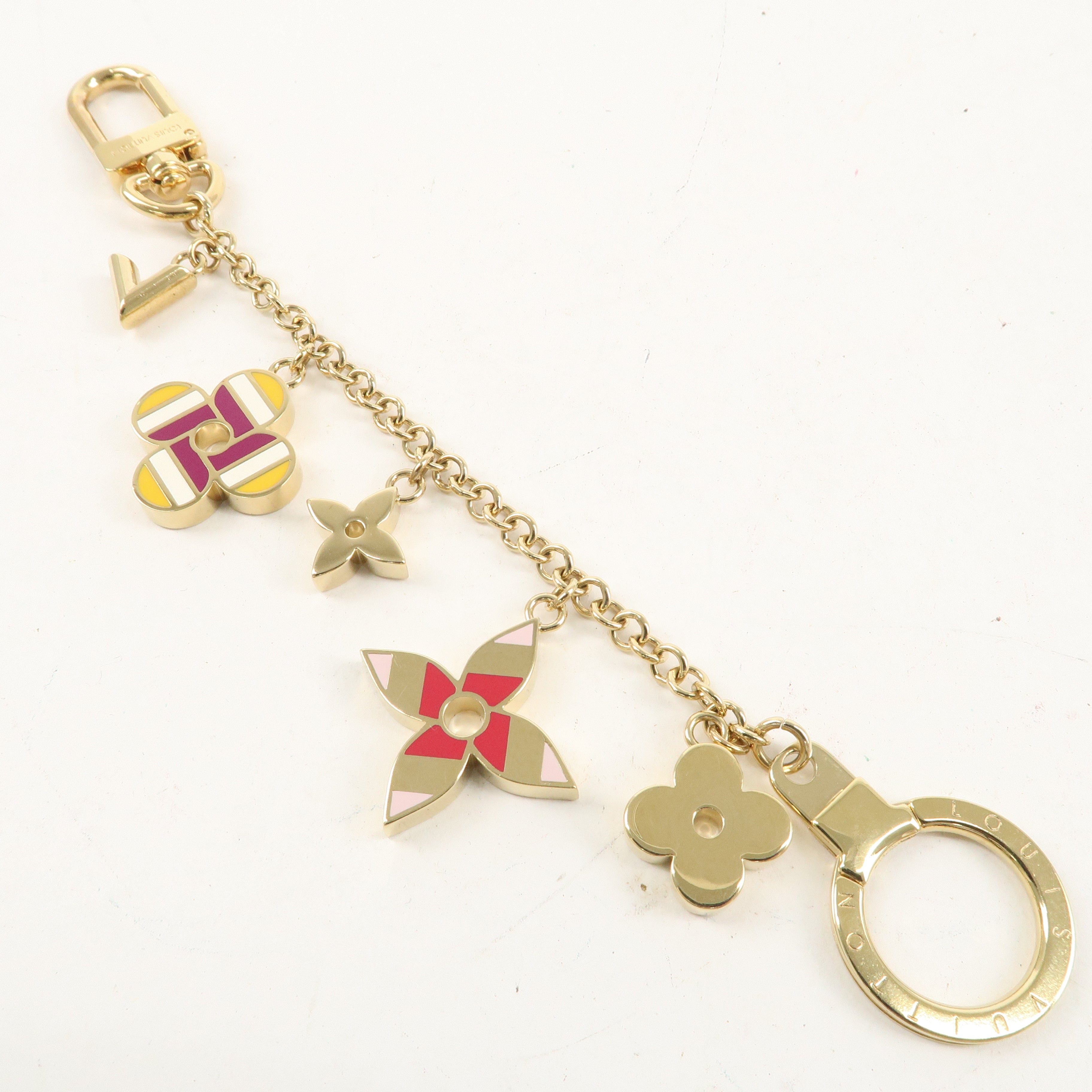 Louis Vuitton Chain Pop Flower Bag Charm Yellow Gold M68002