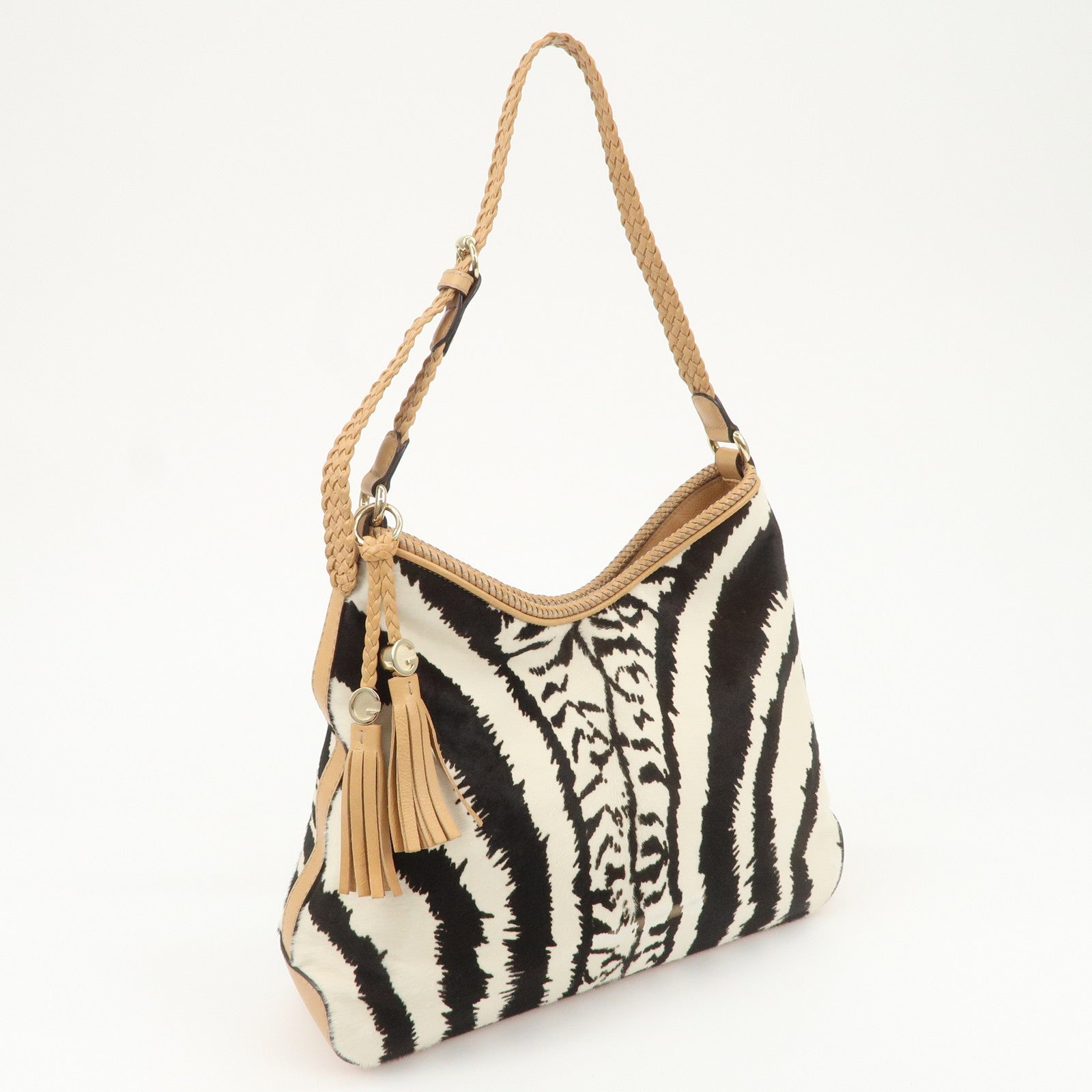 GUCCI Haraco Leather One Shoulder Bag Zebra 257026