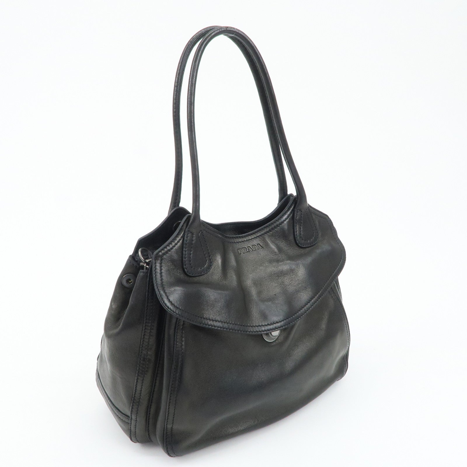 PRADA Leather Tote Bag Black