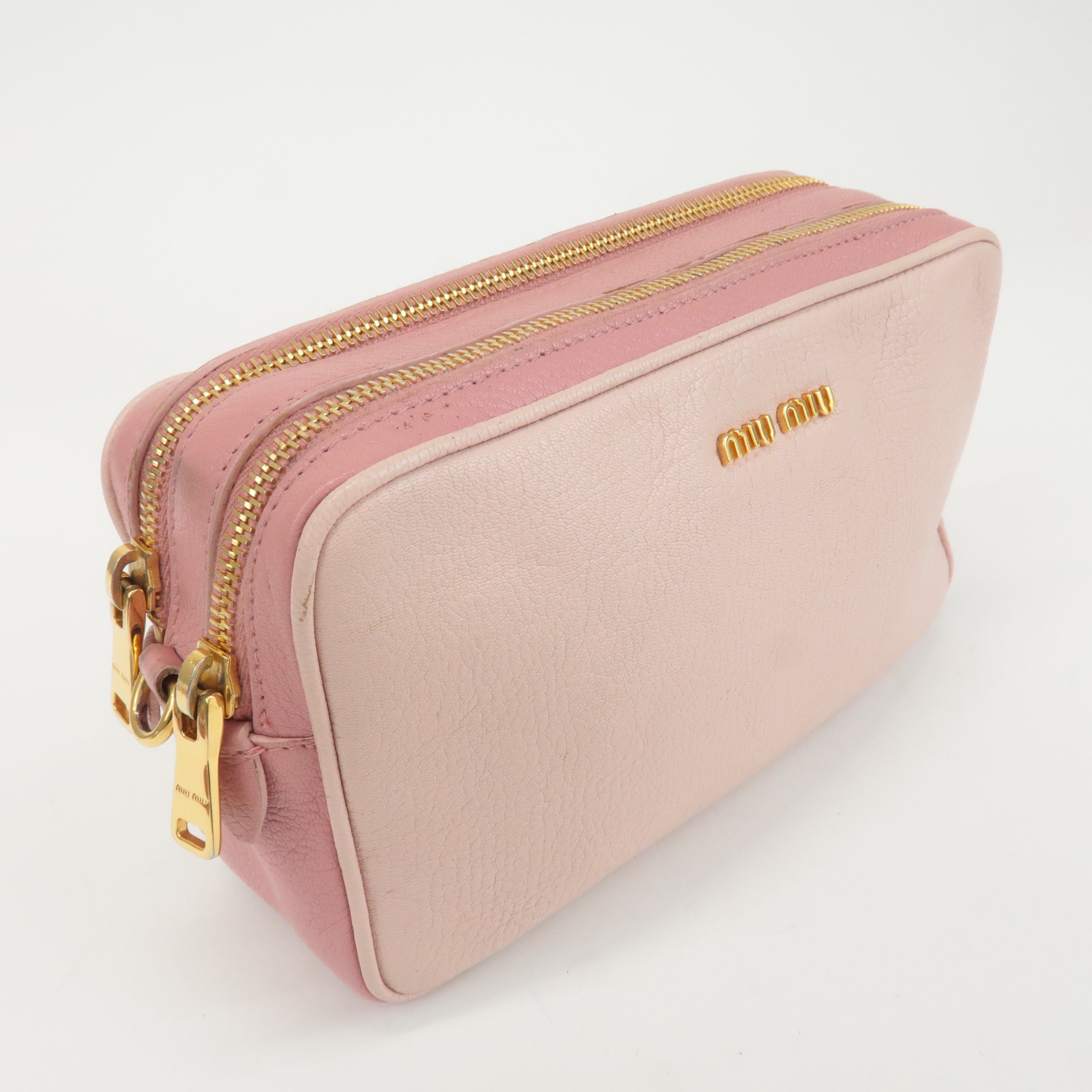 MIU MIU Leather Shoulder Bag Hand Bag Pink Light Pink Used