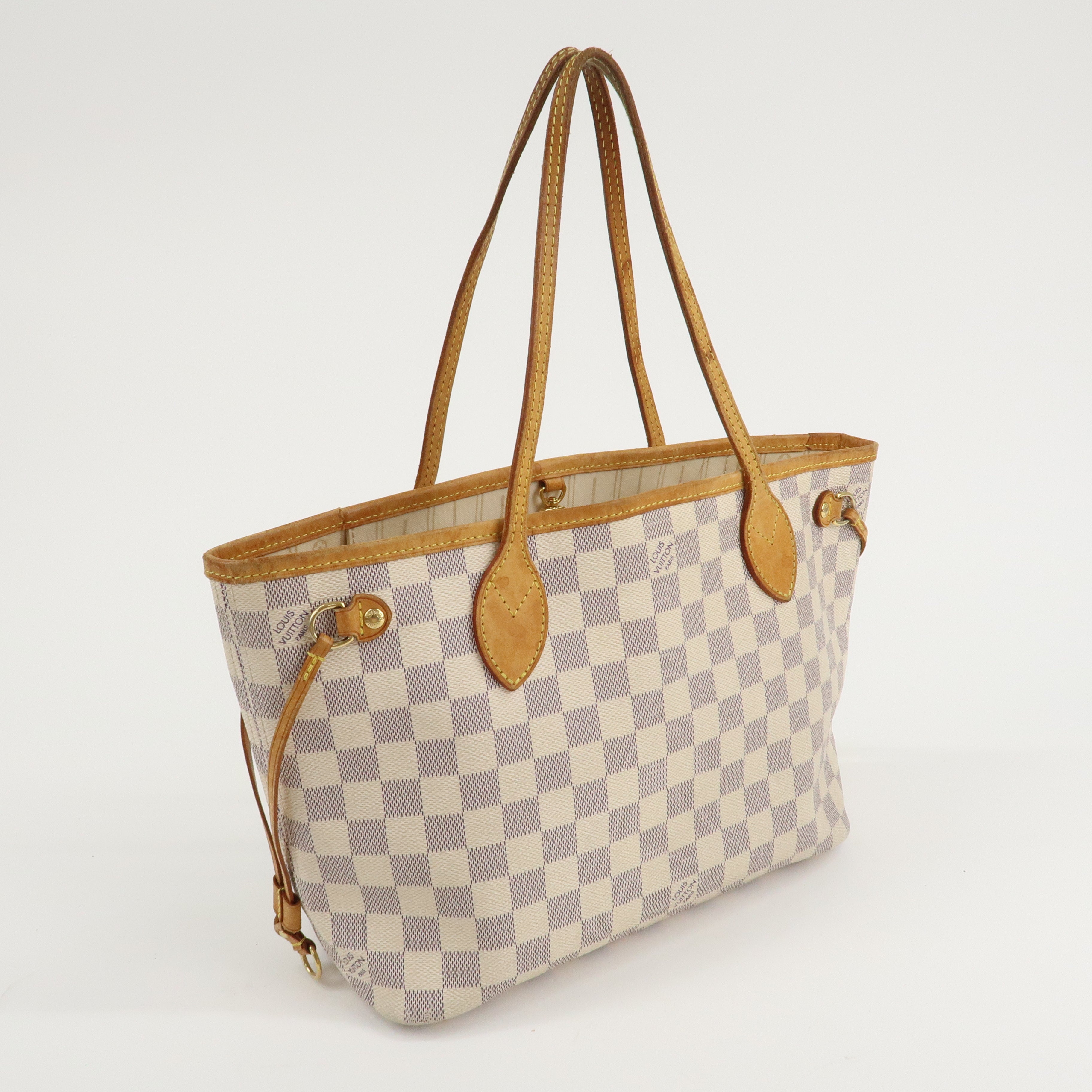 Louis Vuitton Damier Azur Neverfull PM Tote Bag Hand Bag N51110 Used