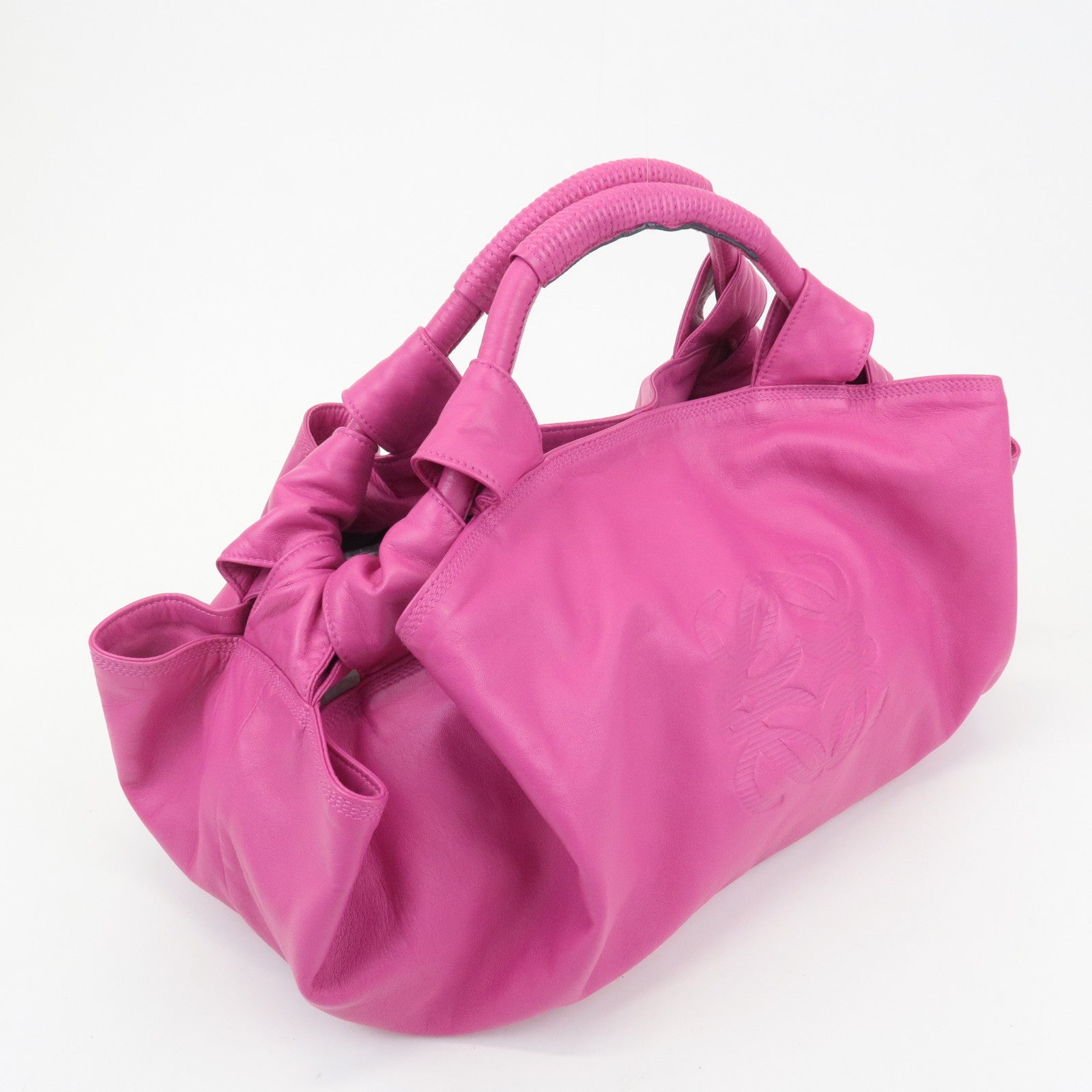 LOEWE Leather Nappa Aire Hand Bag Tote Bag Magenta Pink