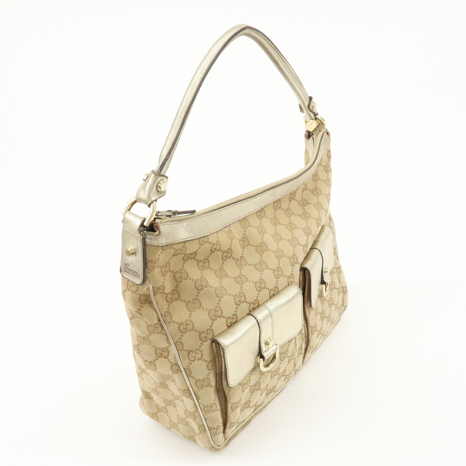 GUCCI GG Canvas Leather Shoulder Bag 153025