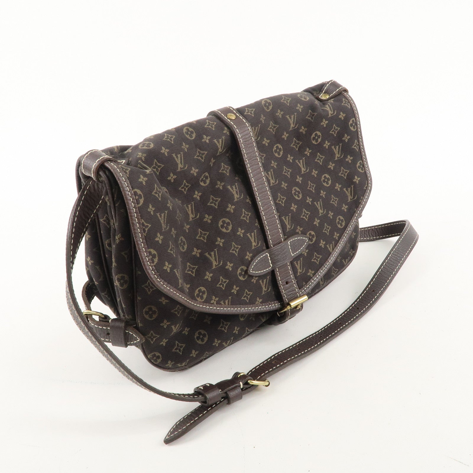 Louis Vuitton Monogram Mini Lin Saumur 30 Ebene Brown M95227