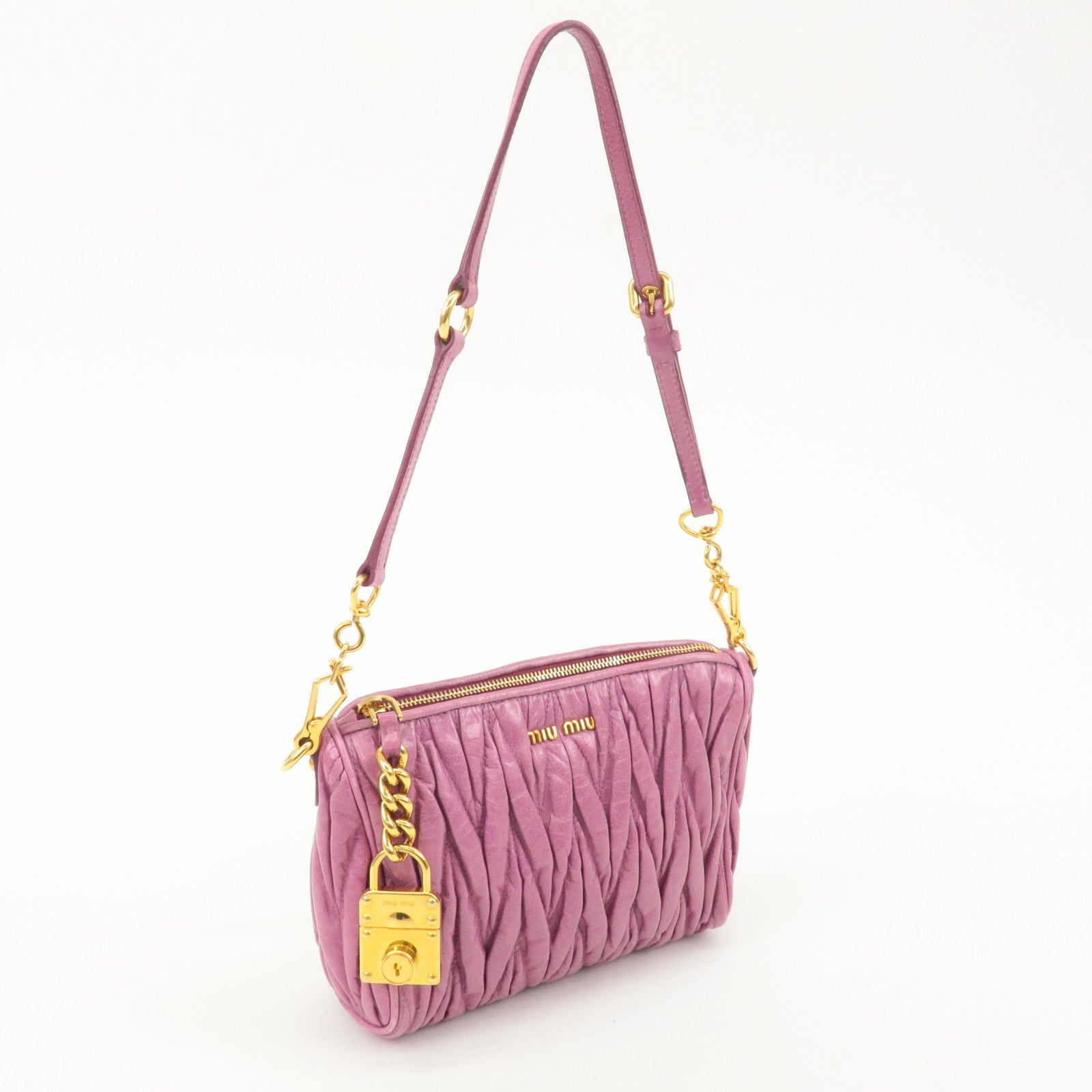 MIU MIU Matelasse Leather Shoulder Bag Pink