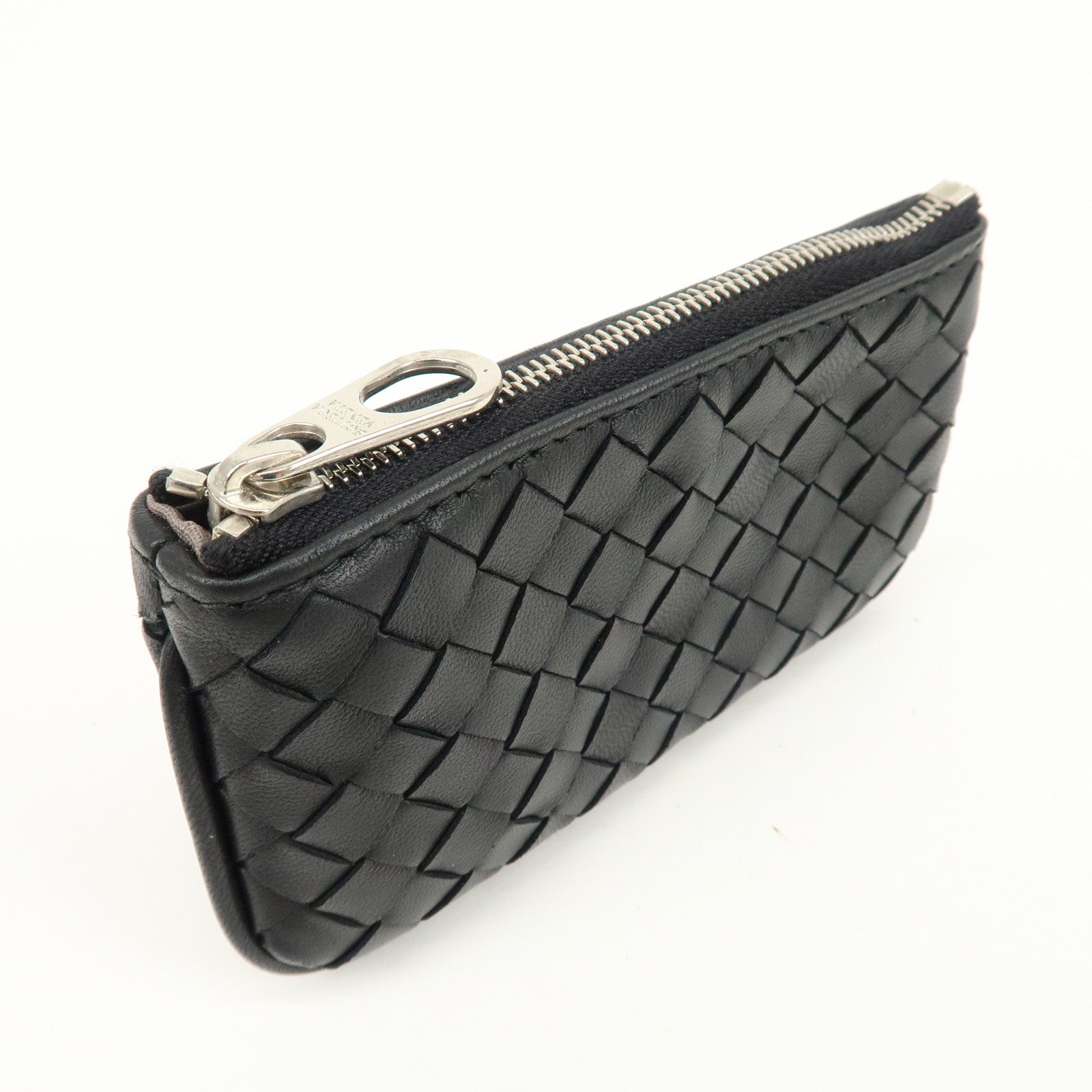 BOTTEGA VENETA Intrecciato Leather Coin Case Wallet Black