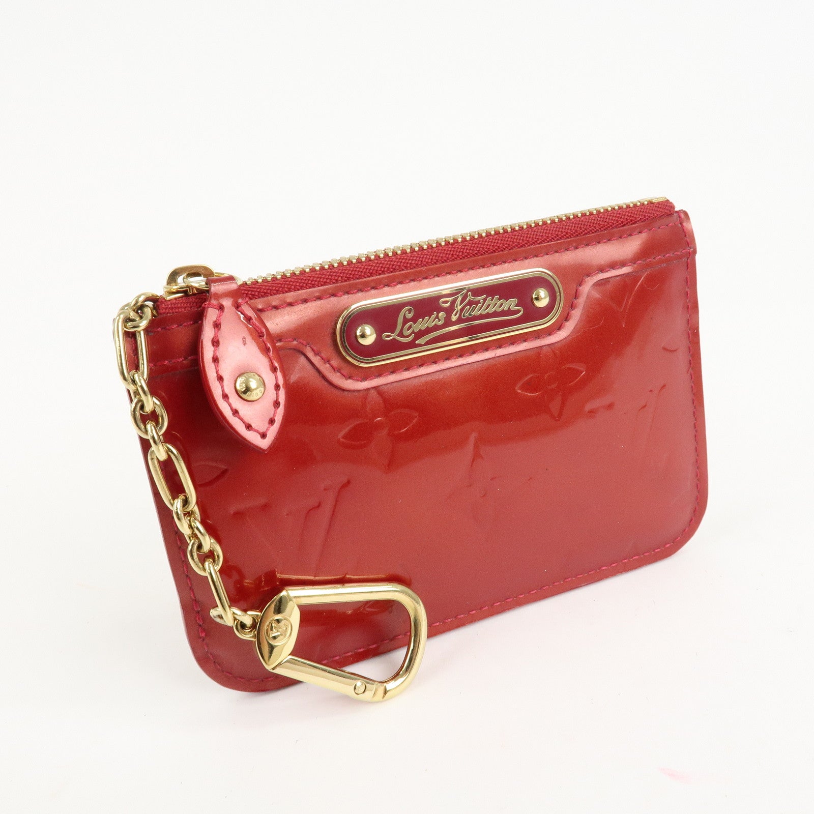 Louis Vuitton Vernis Pochette Cles Coin Case NM Red M93559 Used