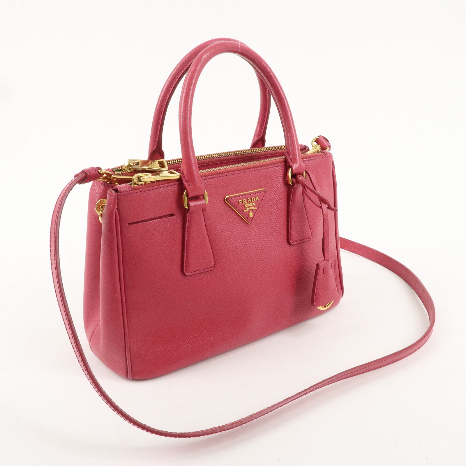 PRADA Logo Saffiano Leather 2WAY Bag Hand Bag Shoulder Bag Pink