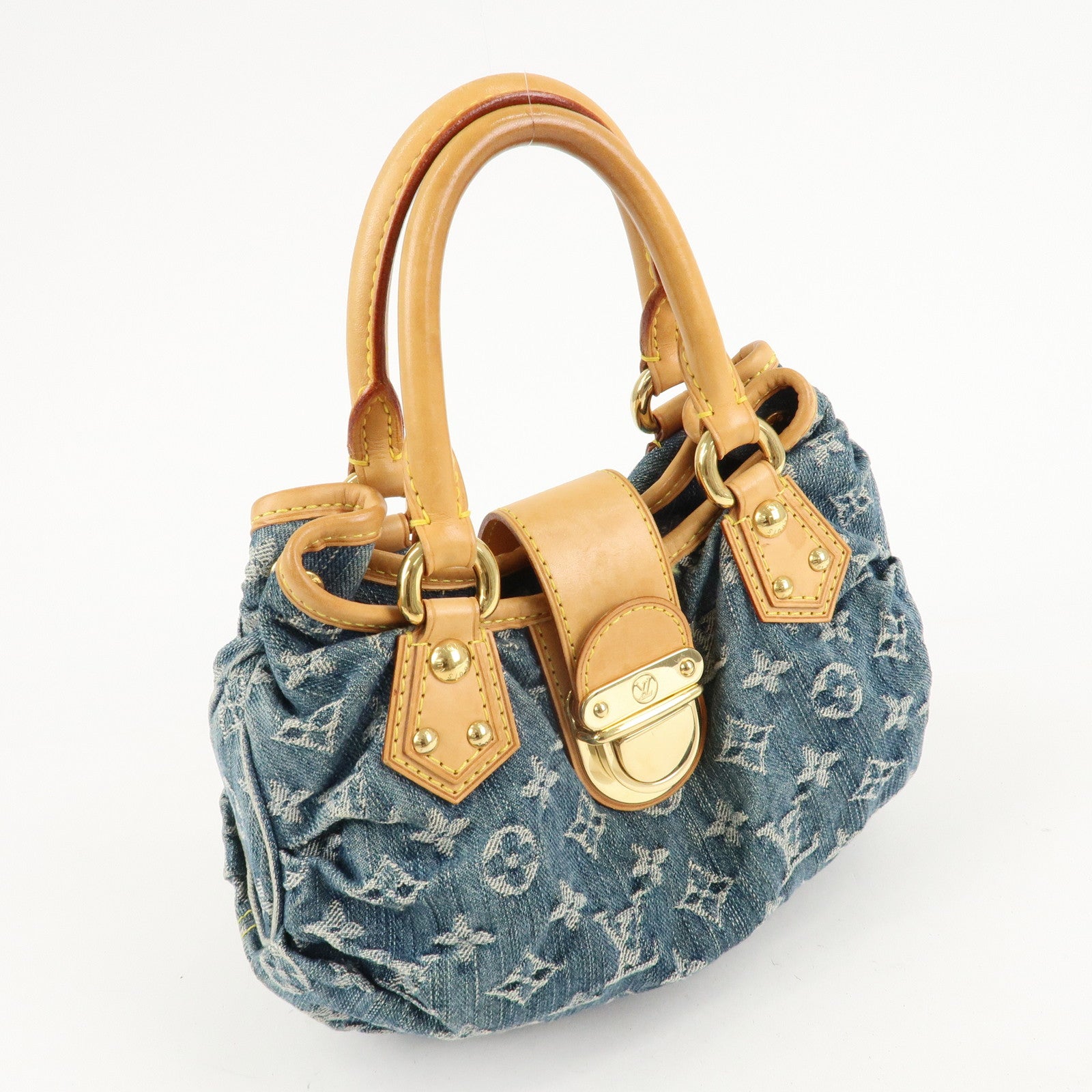 Louis Vuitton Monogram Denim Pleaty Hand Bag Blue M95020