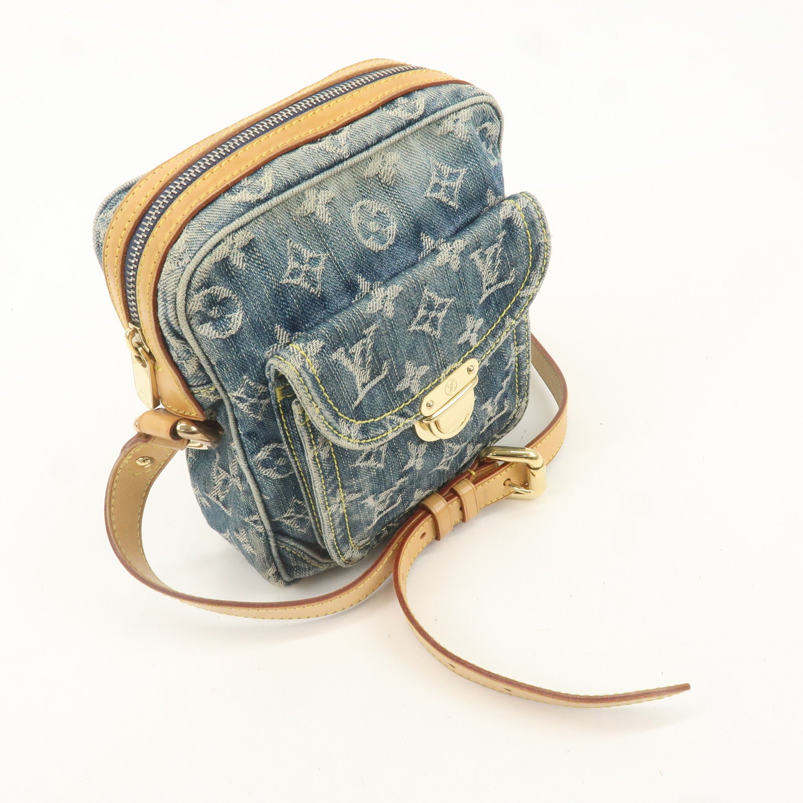 Louis Vuitton Monogram Denim Camera Bag Shoulder Bag Blue M95348