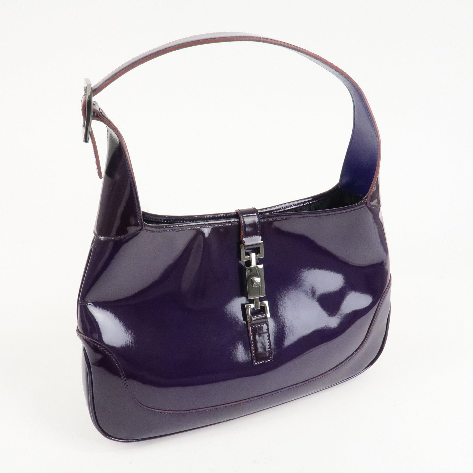 GUCCI Jackie Patent Leather Shoulder Bag Purple 001.3306