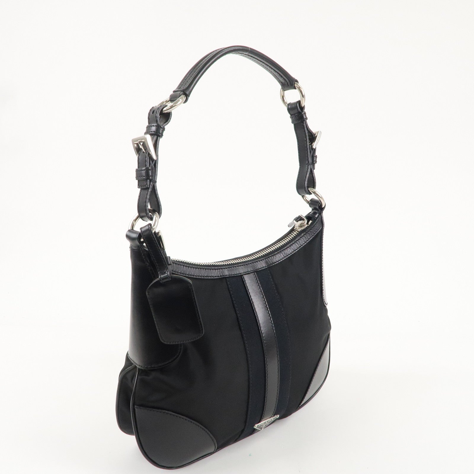 PRADA Nylon Leather One Shoulder Bag NERO Black