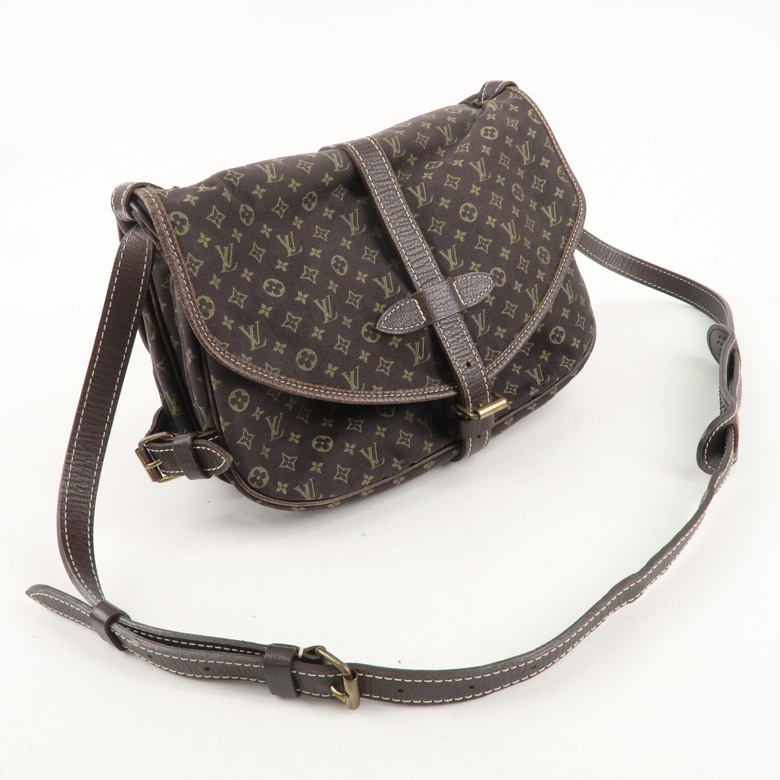 Louis Vuitton Monogram Mini Lin Saumur 30 Ebene Brown M95227