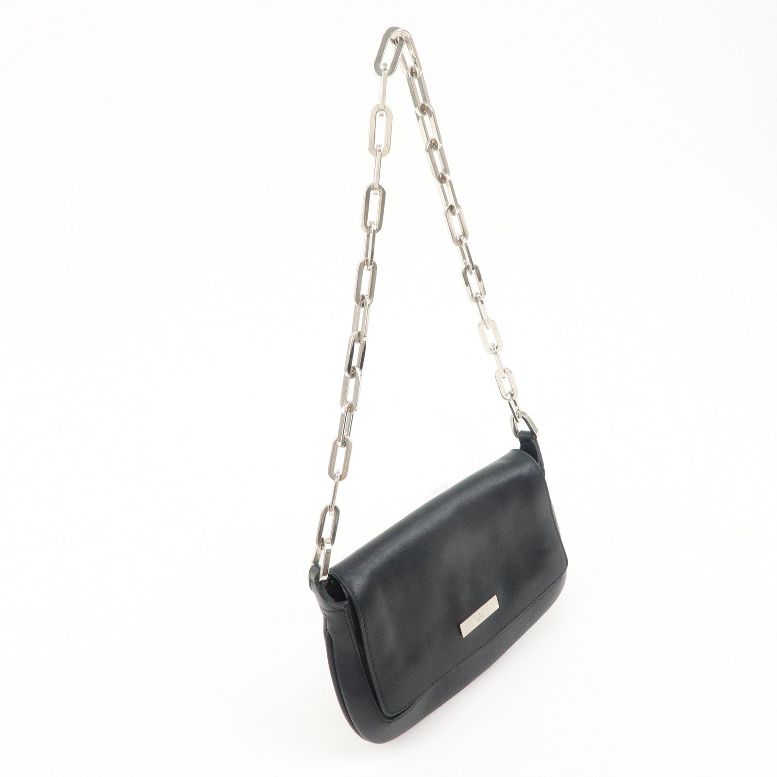 GUCCI Leather Chain Shoulder Bag 007.2033.1705 Black Used