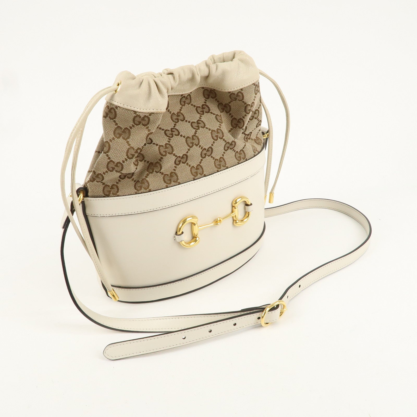 GUCCI Horsebit GG Canvas Leather Shoulder Bag *Outlet 602118