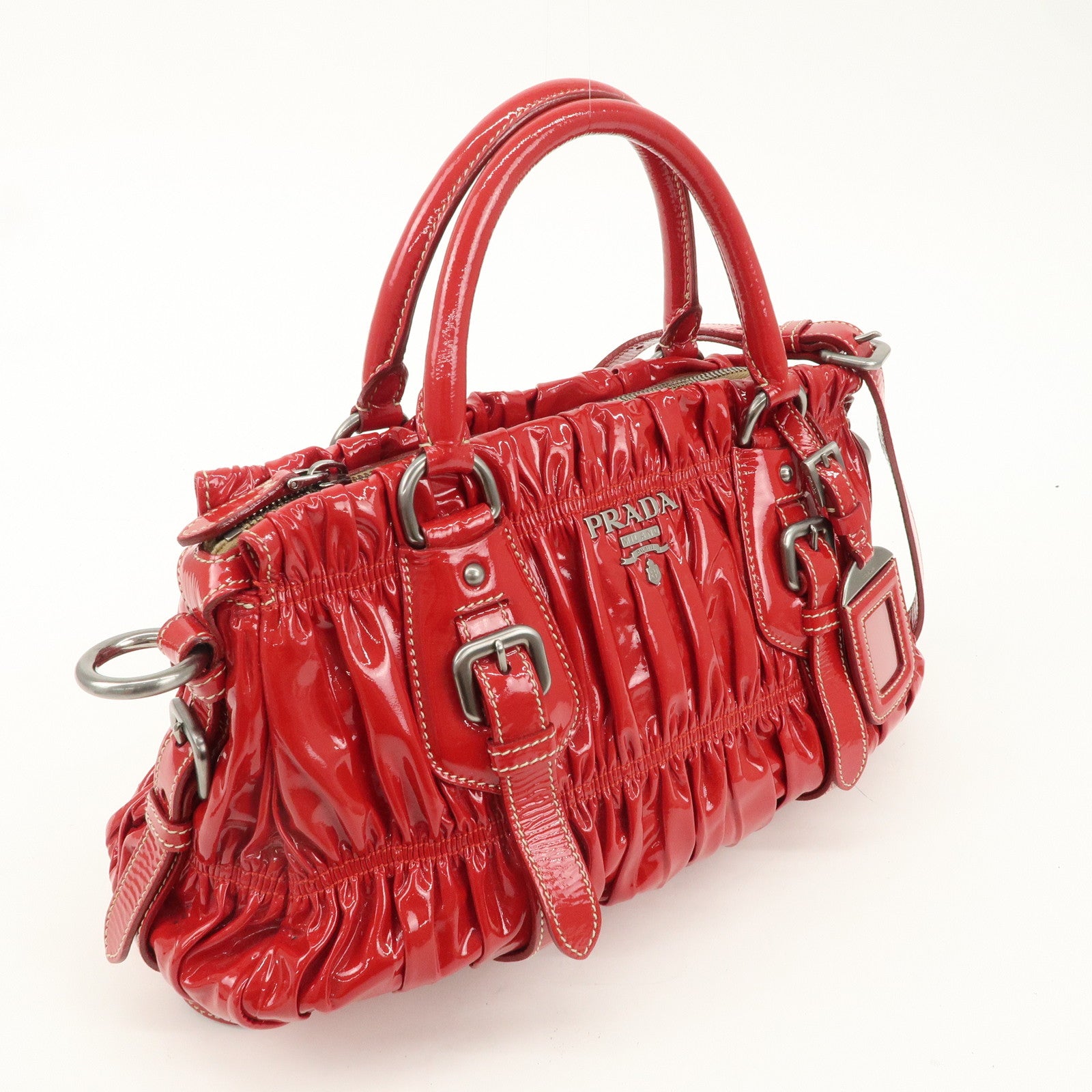 PRADA Patent Leather 2Way Bag Hand Bag Shoulder Bag Red