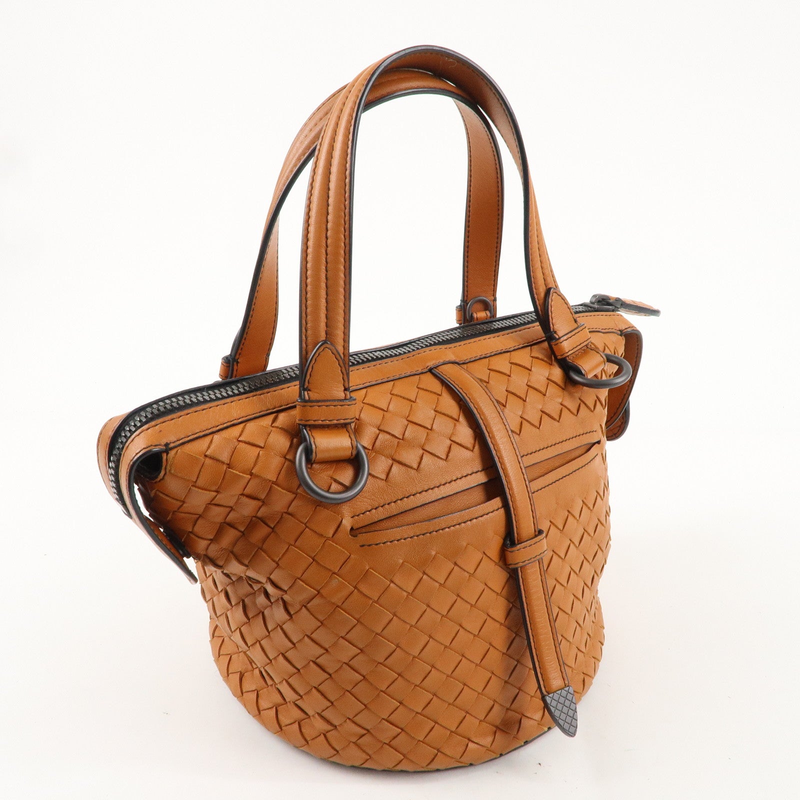 BOTTEGA VENETA Intrecciato Leather Tambura 2Way Bag Brown 535263