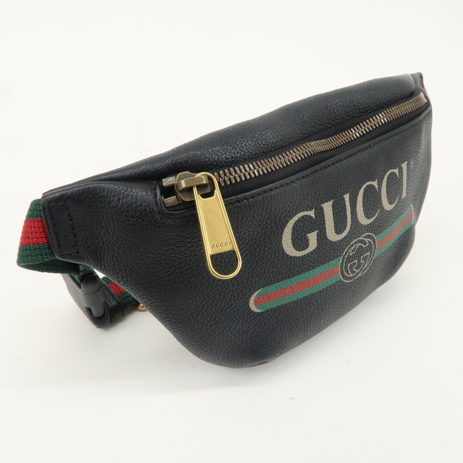 GUCCI Sherry Logo Leather Small Waist Bag Pouch Black 527792