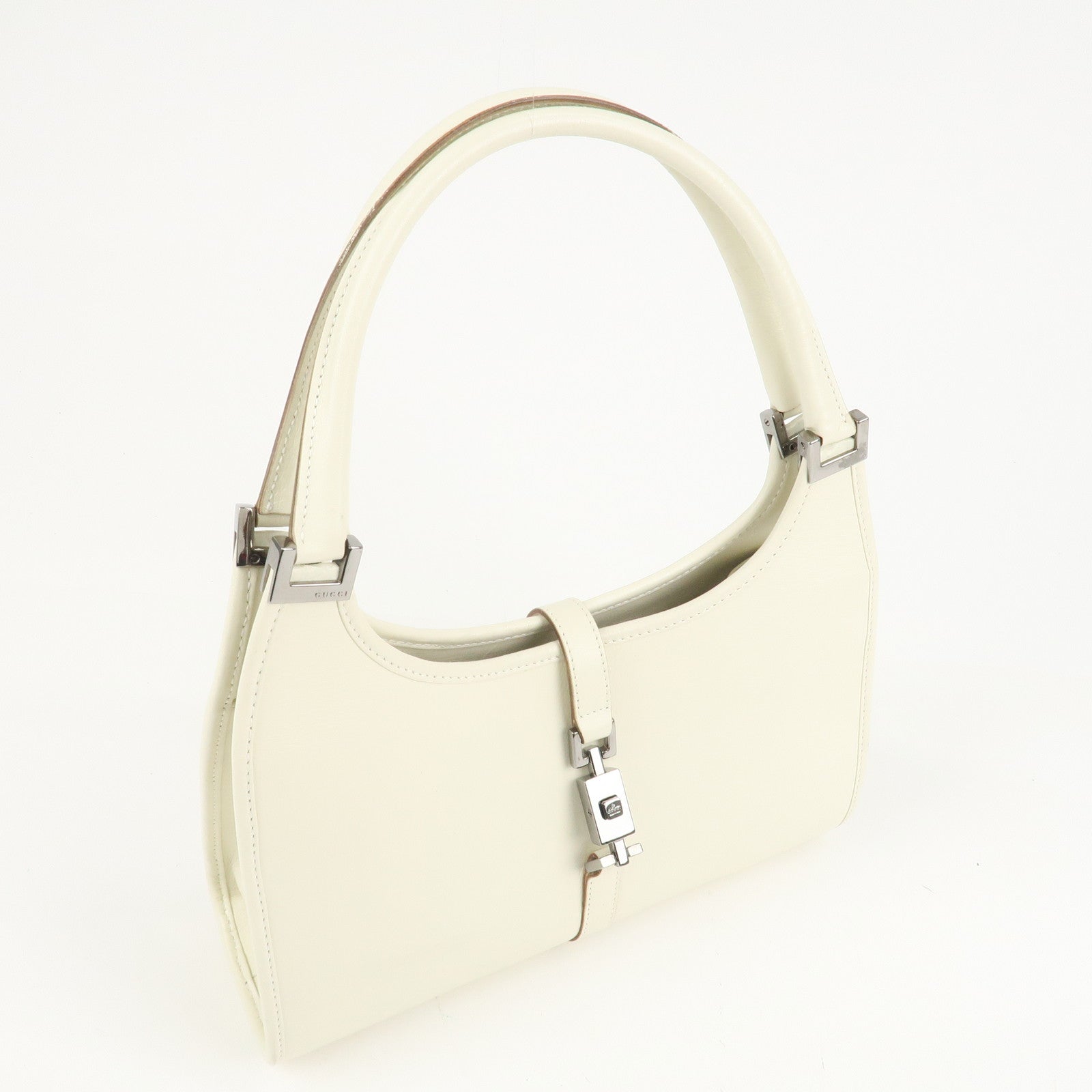 GUCCI Jackie Leather Shoulder Bag Hand Bag White 1721 Used