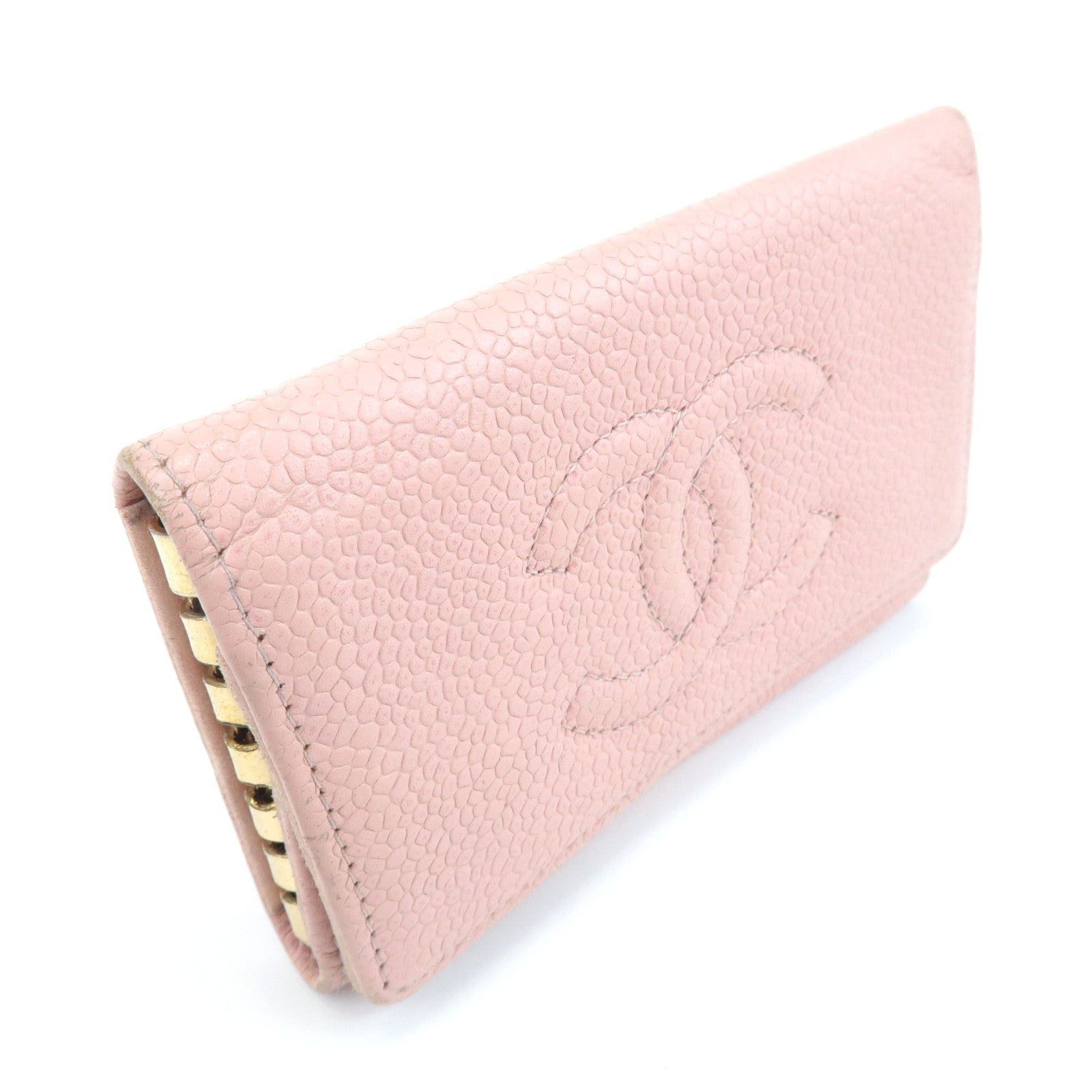 CHANEL Caviar Skin COCO Mark Key Case Pink A13502