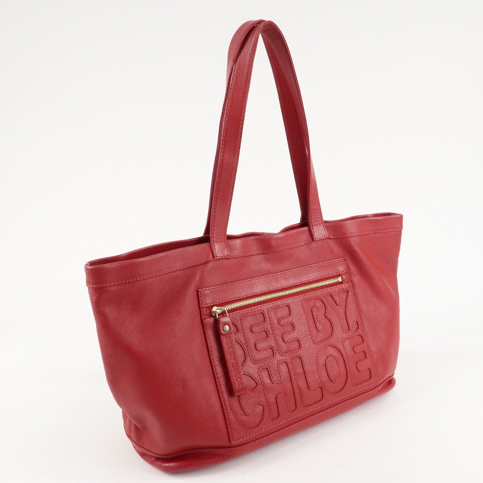 Chloe See By Chloe Leather Tote Bag Shoulder Bag Red