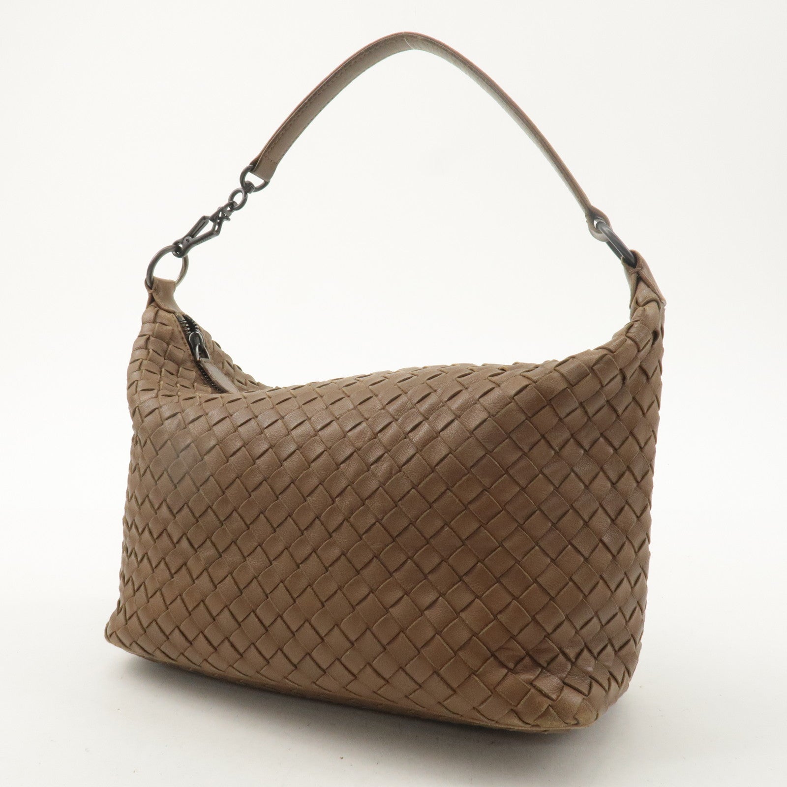 BOTTEGA VENETA Intrecciato Leather Shoulder Bag Light Brown