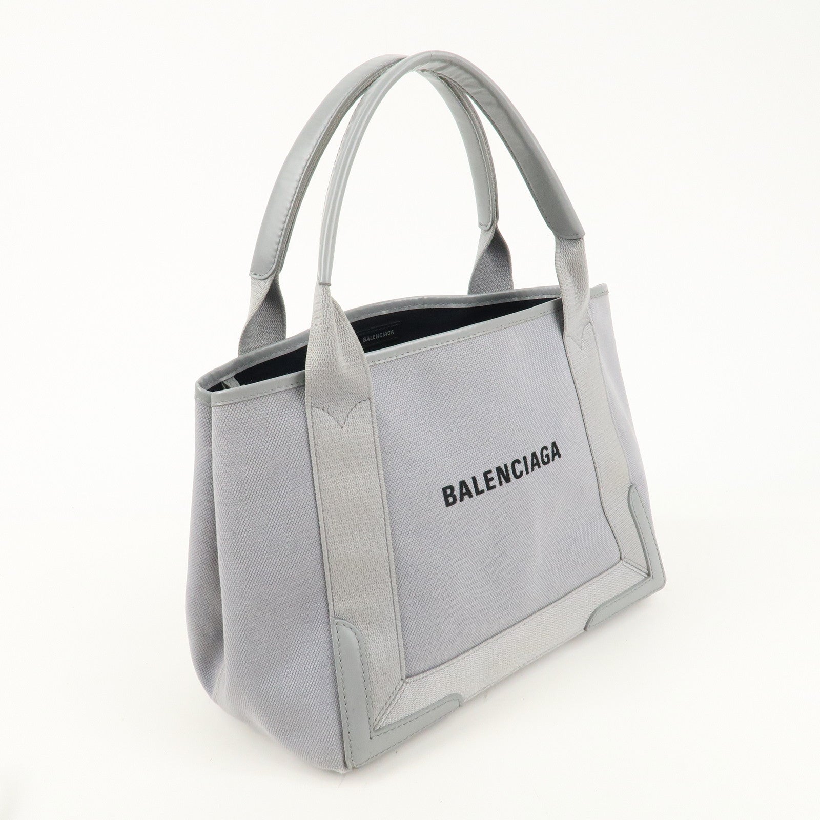 BALENCIAGA Navy Cabas Hand Bag Tote Bag Shoulder Bag Grey 339933