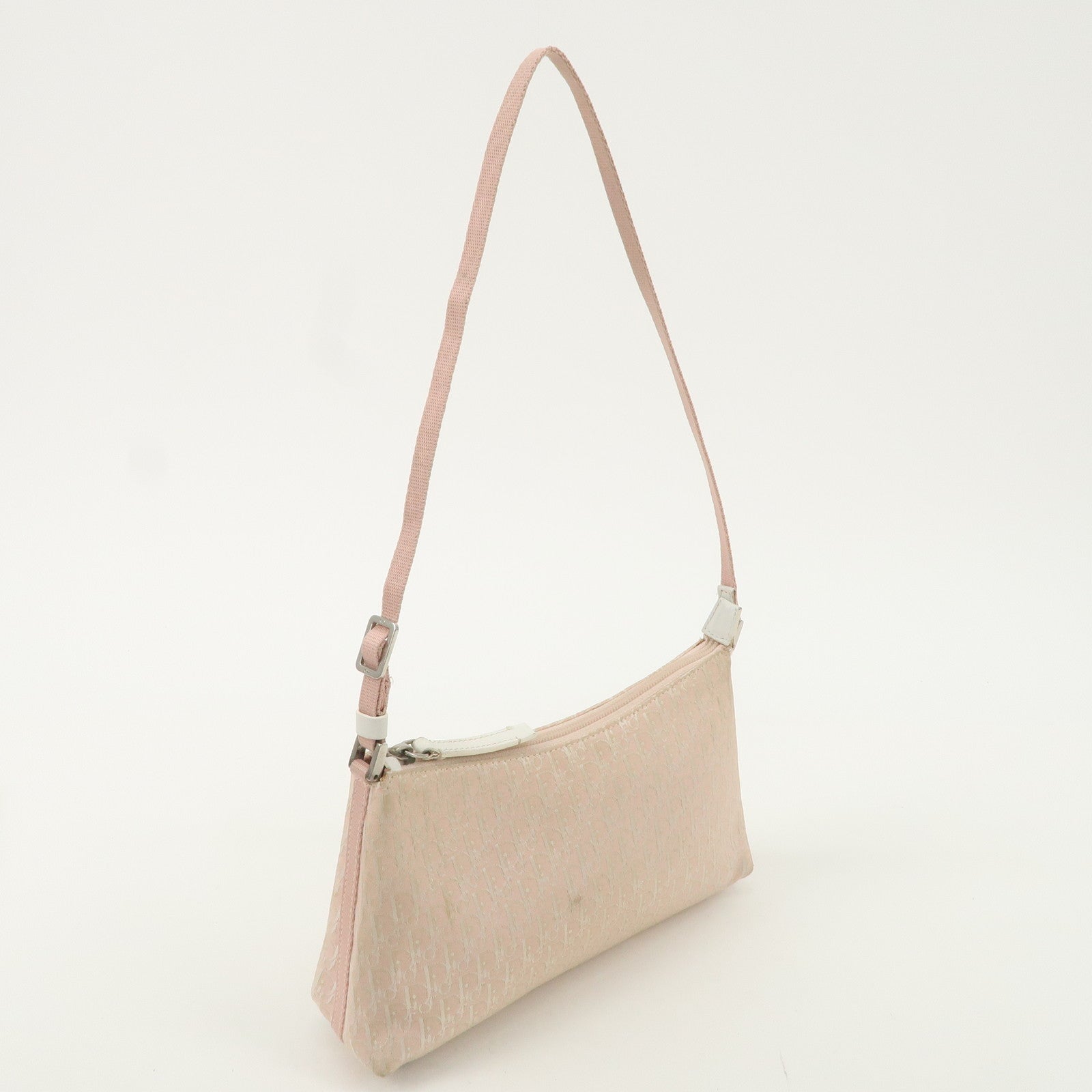 Christian Dior Trotter Canvas Leather Shoulder Bag Pink