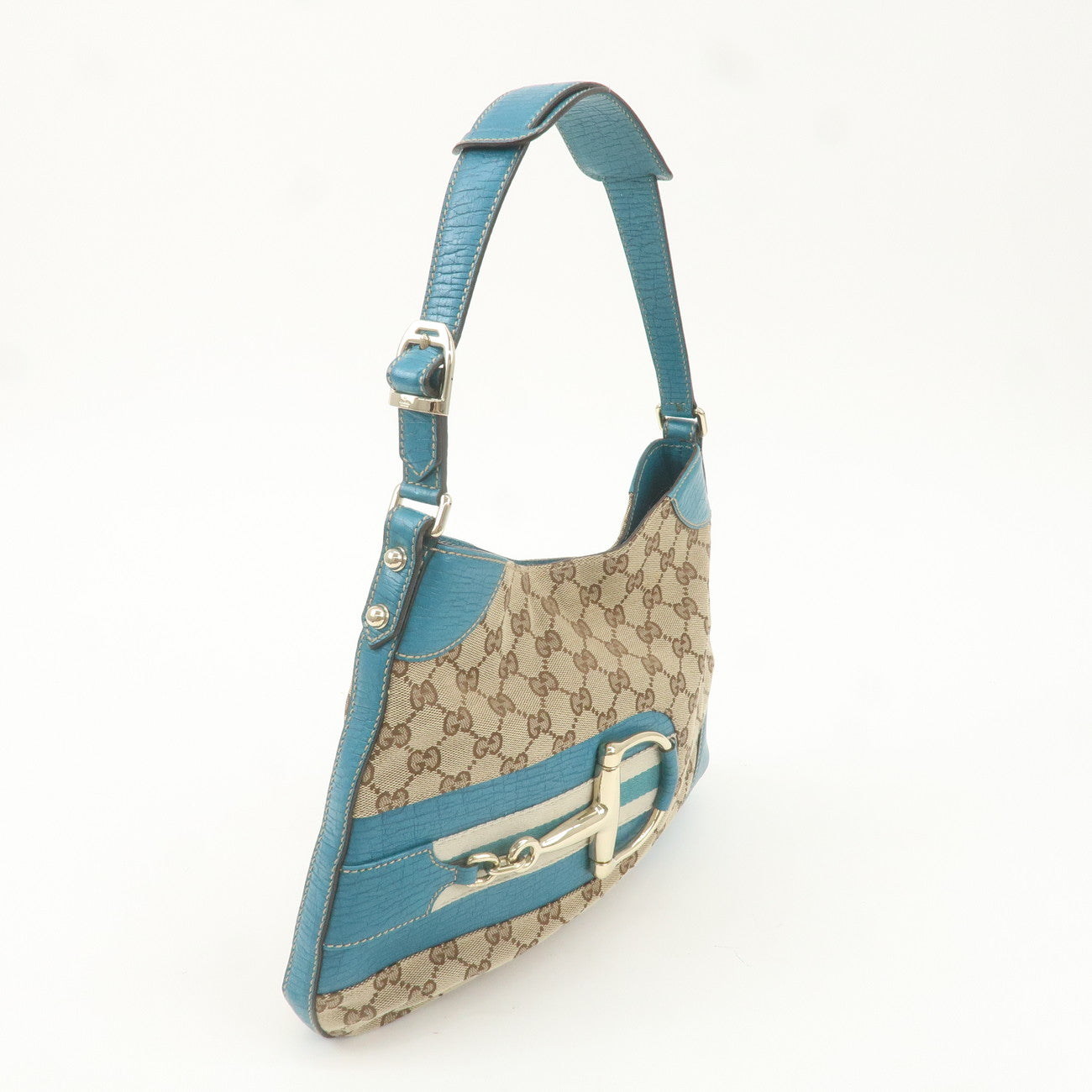 GUCCI Sherry Horsebit GG Canvas Leather Shoulder Bag 137388