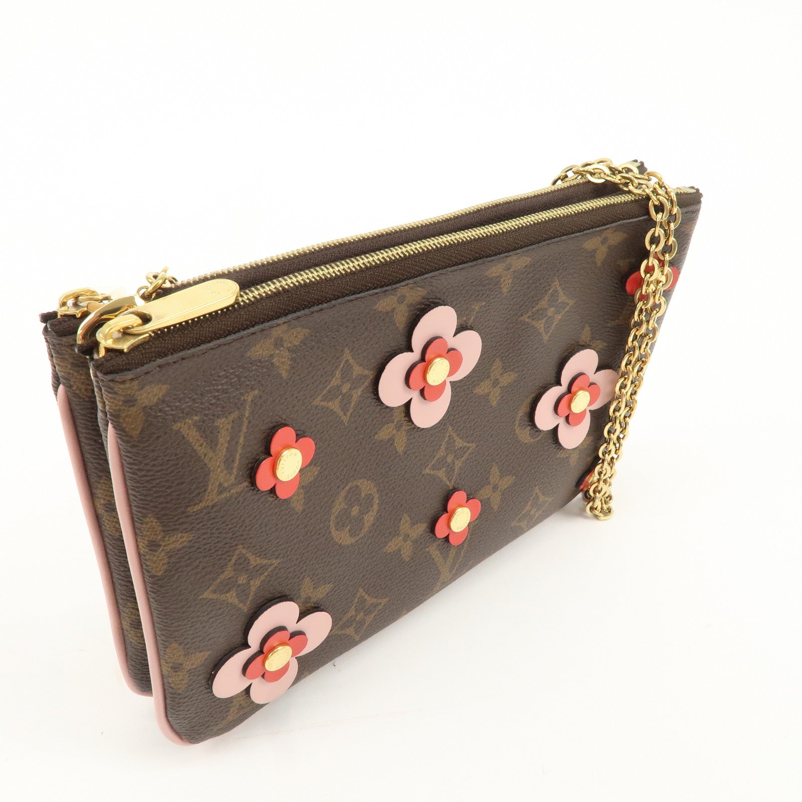 Louis Vuitton Monogram Pochette Double Zip Bag FLower M63905 Used