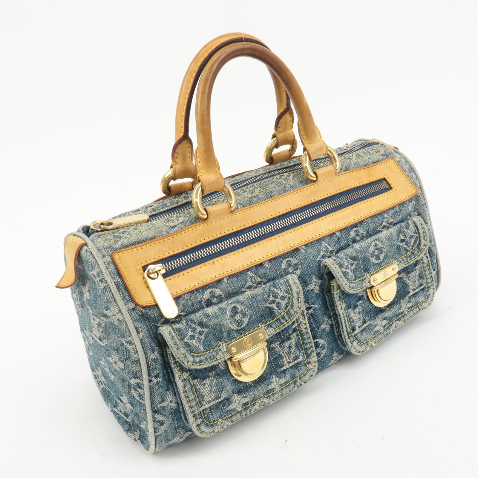 Louis Vuitton Monogram Denim Neo Speedy Boston Bag Blue M95019 Used