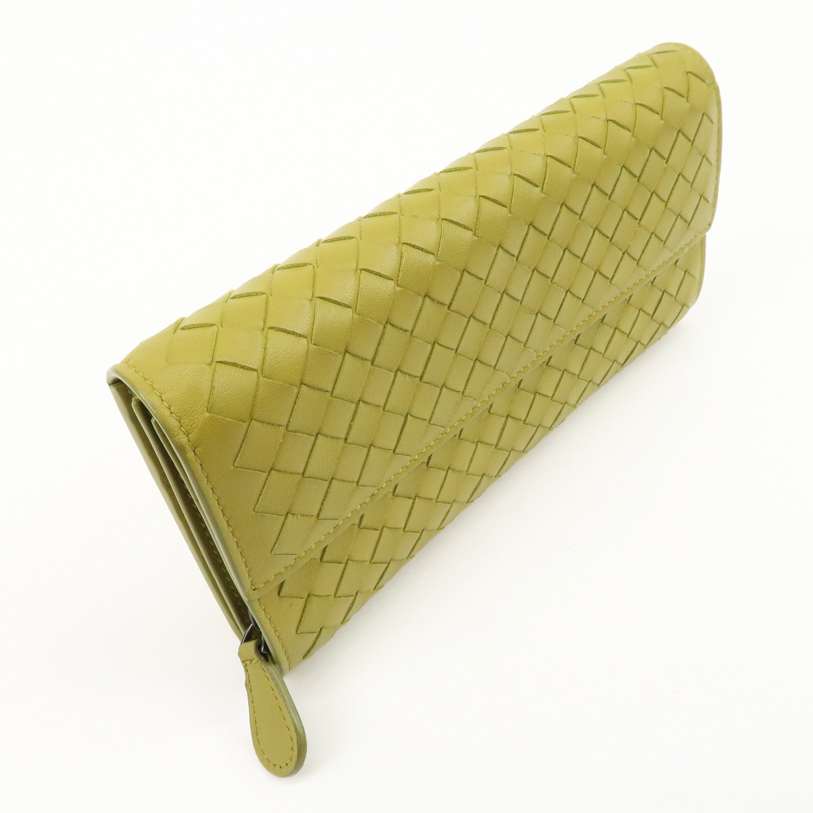 BOTTEGA VENETA Intrecciato Leather Bi-fold Long Wallet Yellow