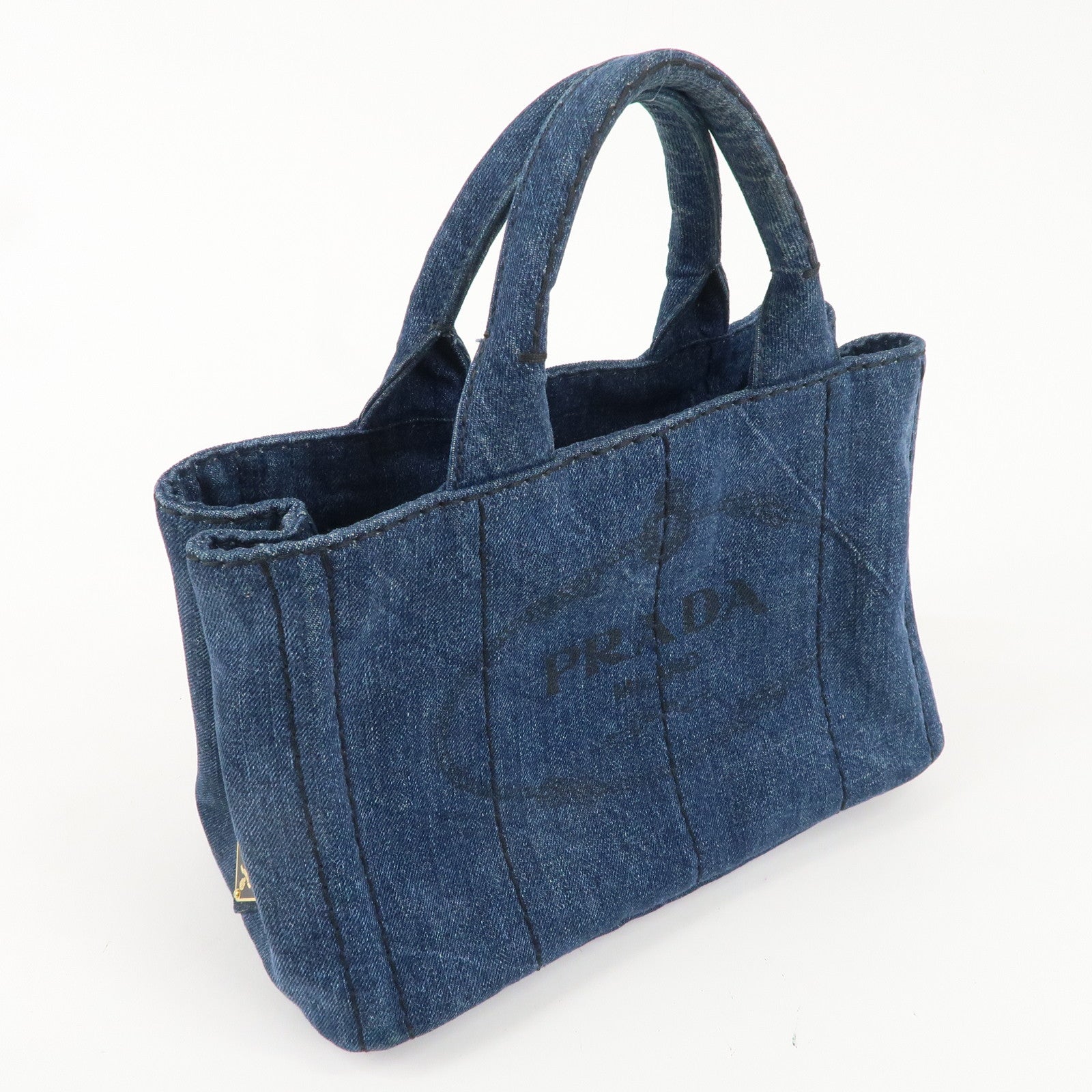 PRADA Canapa Mini Canvas 2Way Bag Hand Bag Blue B2439G