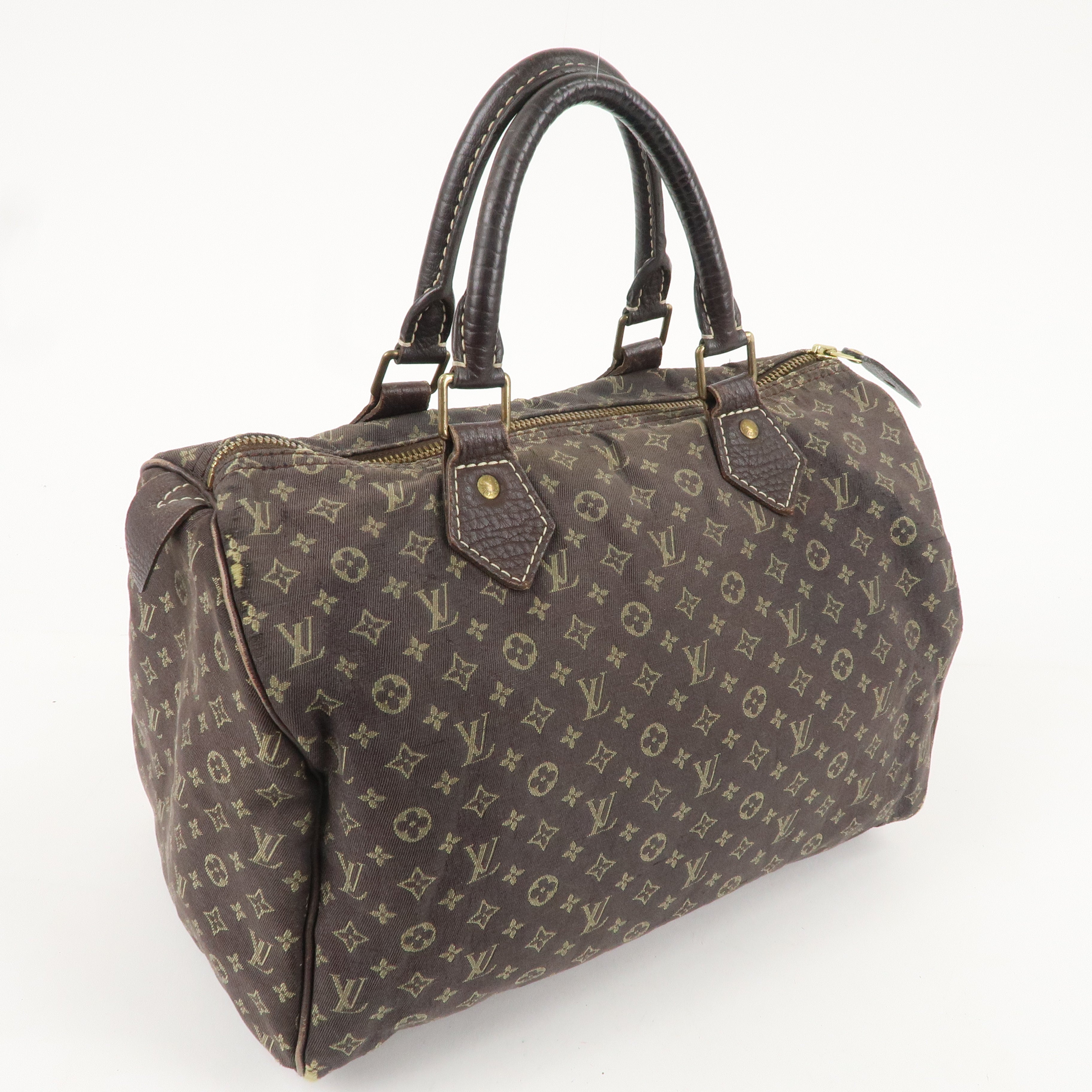 Louis Vuitton Monogram Mini Lin Speedy 30 Boston Bag Ebene M95224