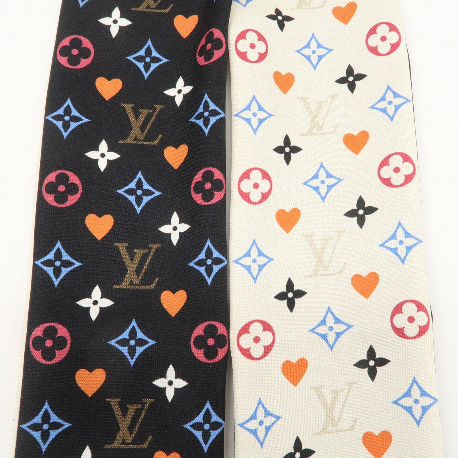 Louis Vuitton Game on Bandeau Silk 100% Scarf Black MP2904 Used