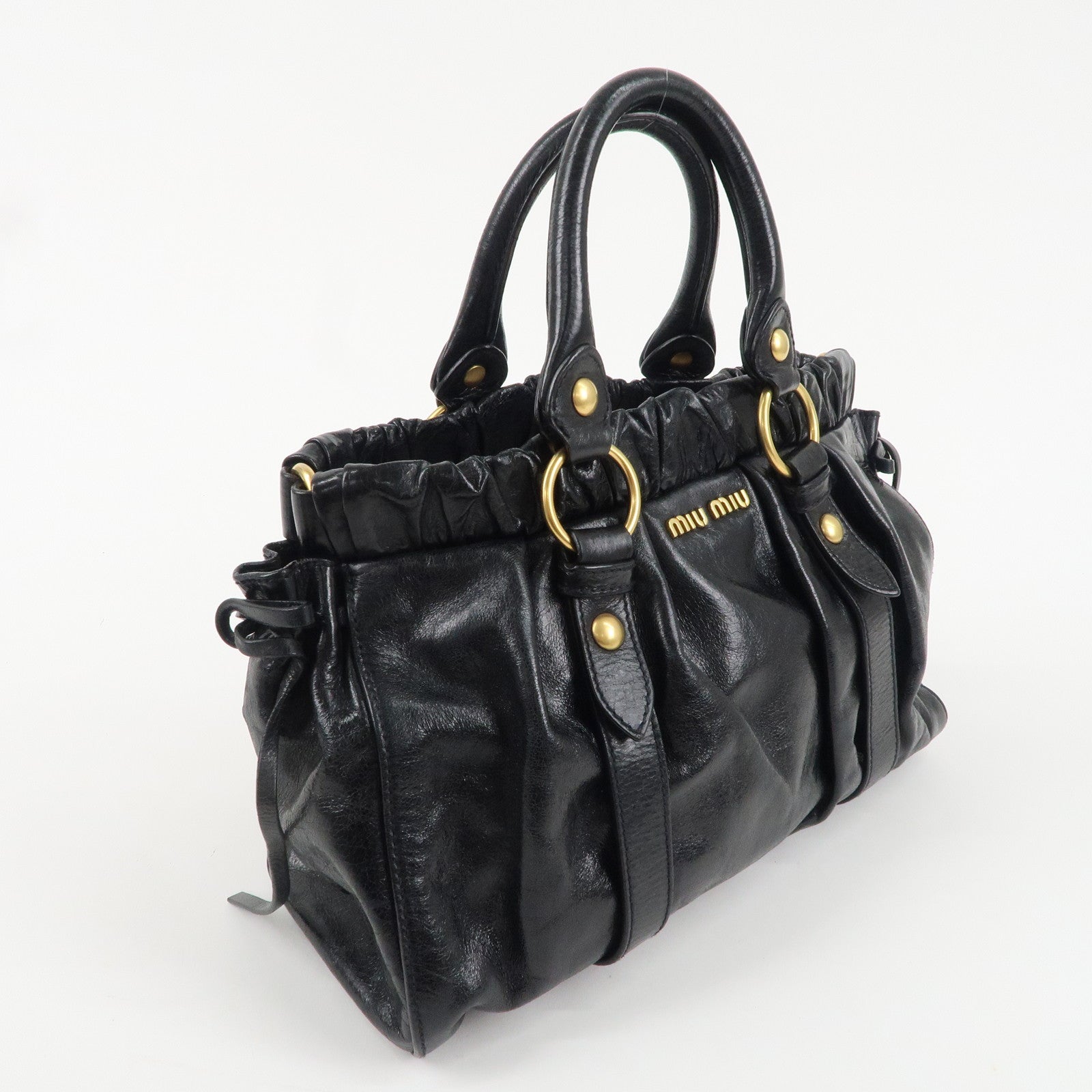 MIU MIU Leather 2Way Shoulder Bag Hand Bag Black RT0383