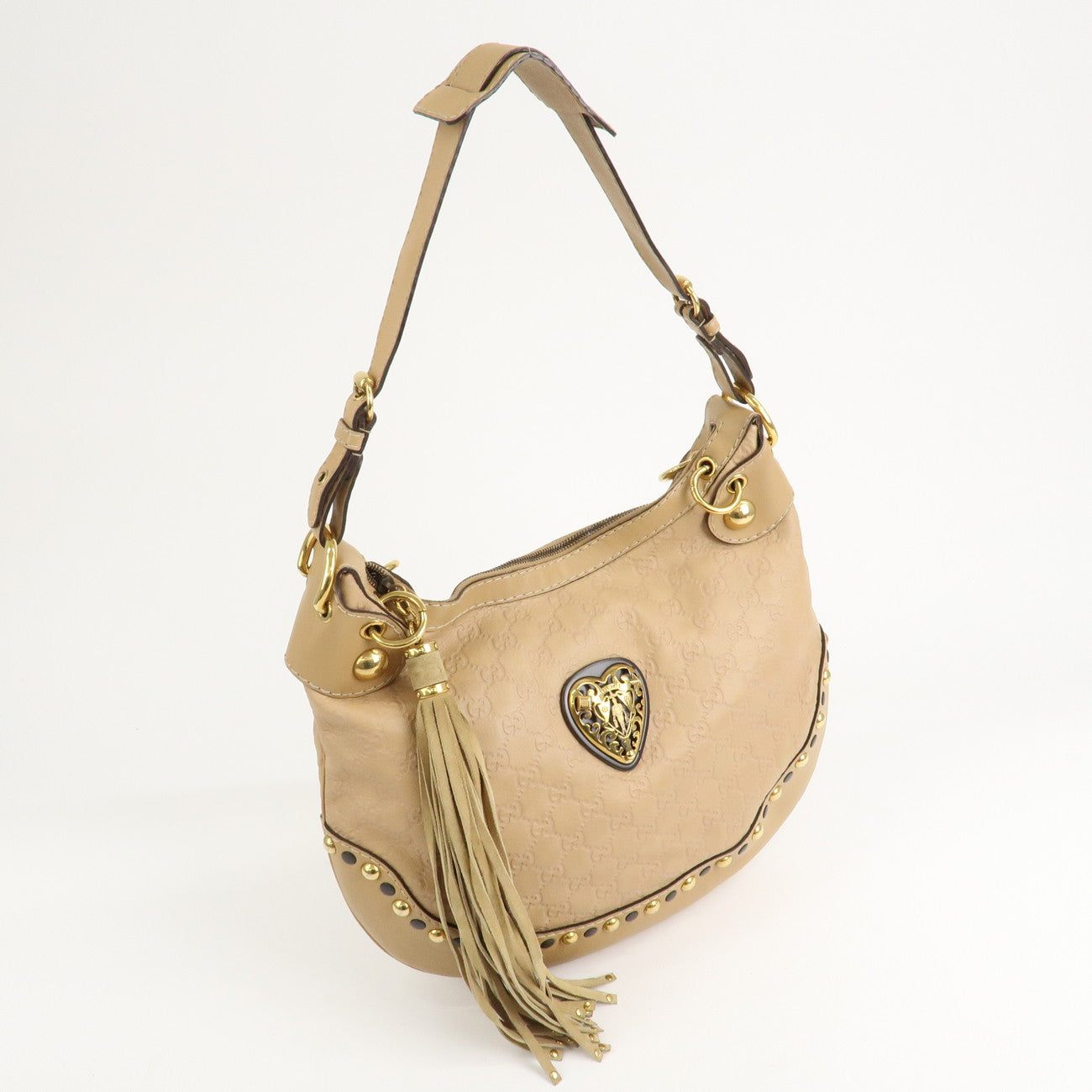 GUCCI Guccissima Leather Shoulder Bag Hand Bag Beige 211965