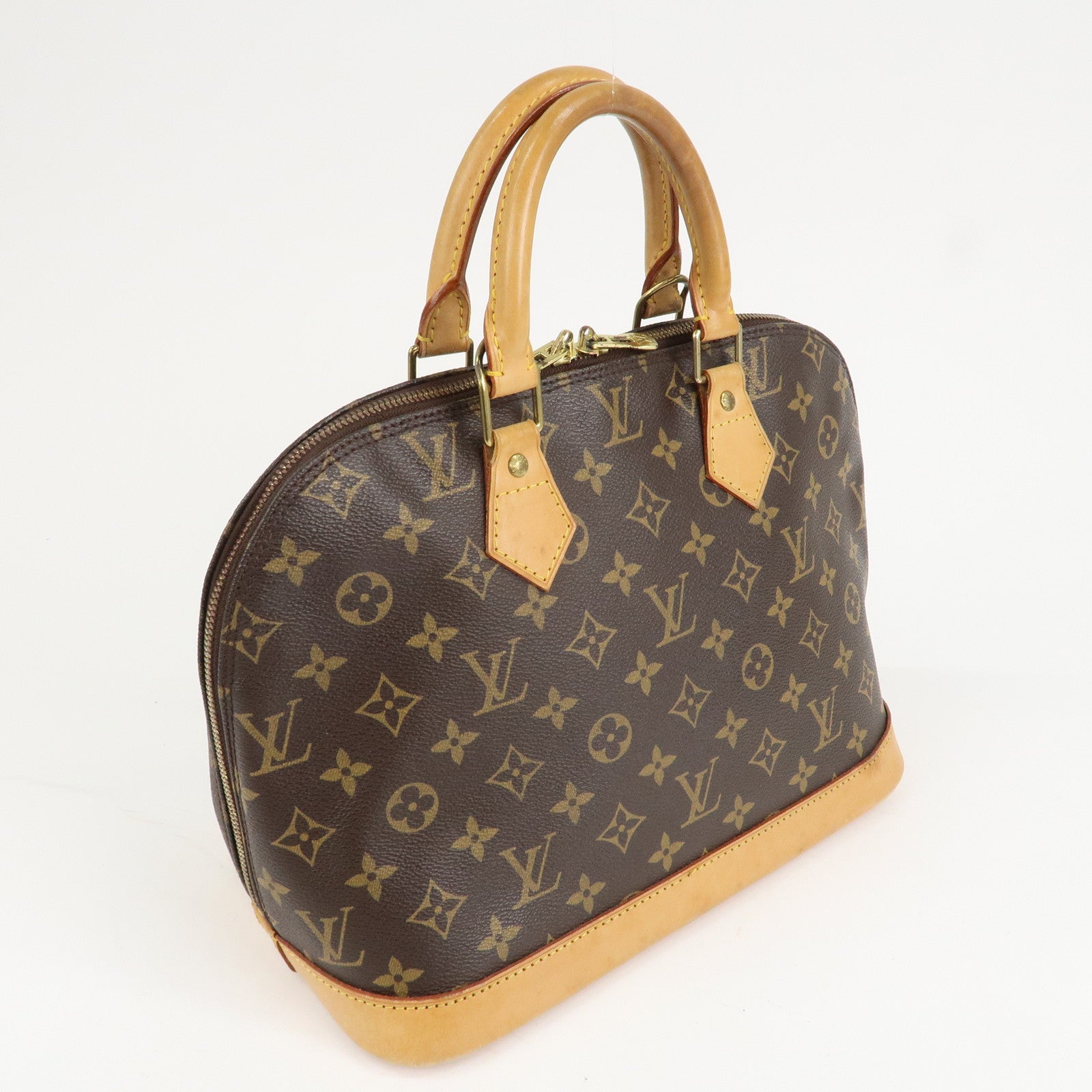 Louis Vuitton Monogram Alma Hand Bag Brown Gold Hardware M51130 Used