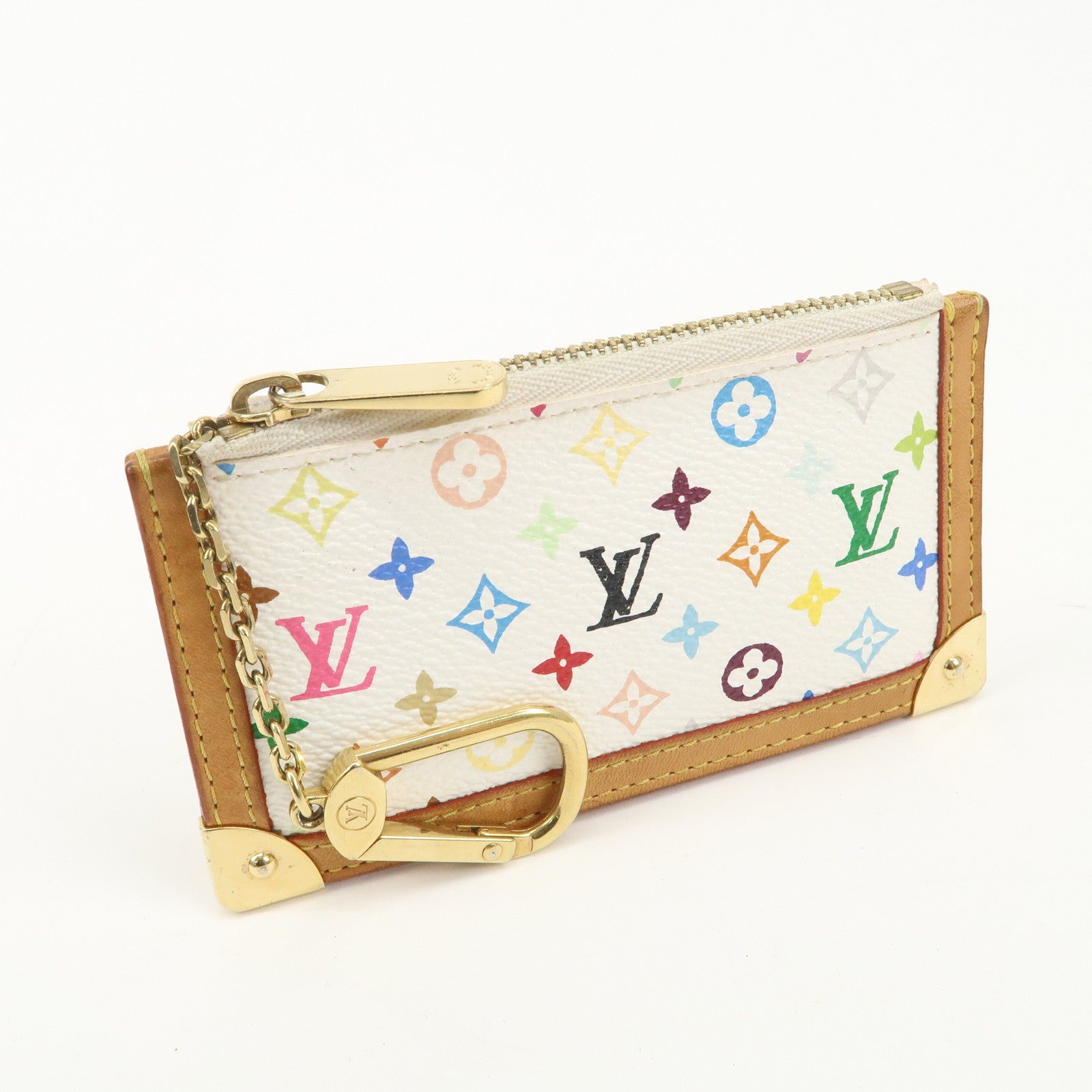 Louis Vuitton Monogram Multicolor Pochette Cles Blanc M92655