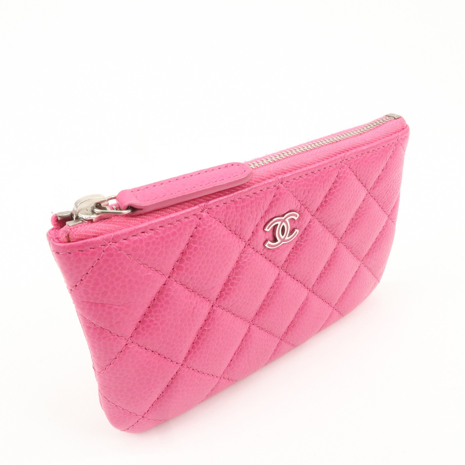 CHANEL Matelasse Caviar Skin Mini Pouch Pink A69523 Used