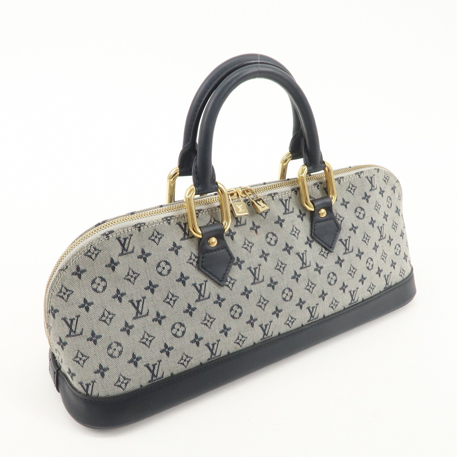 Louis Vuitton Monogram Mini Alma Long Hand Bag Blue M92205 Used