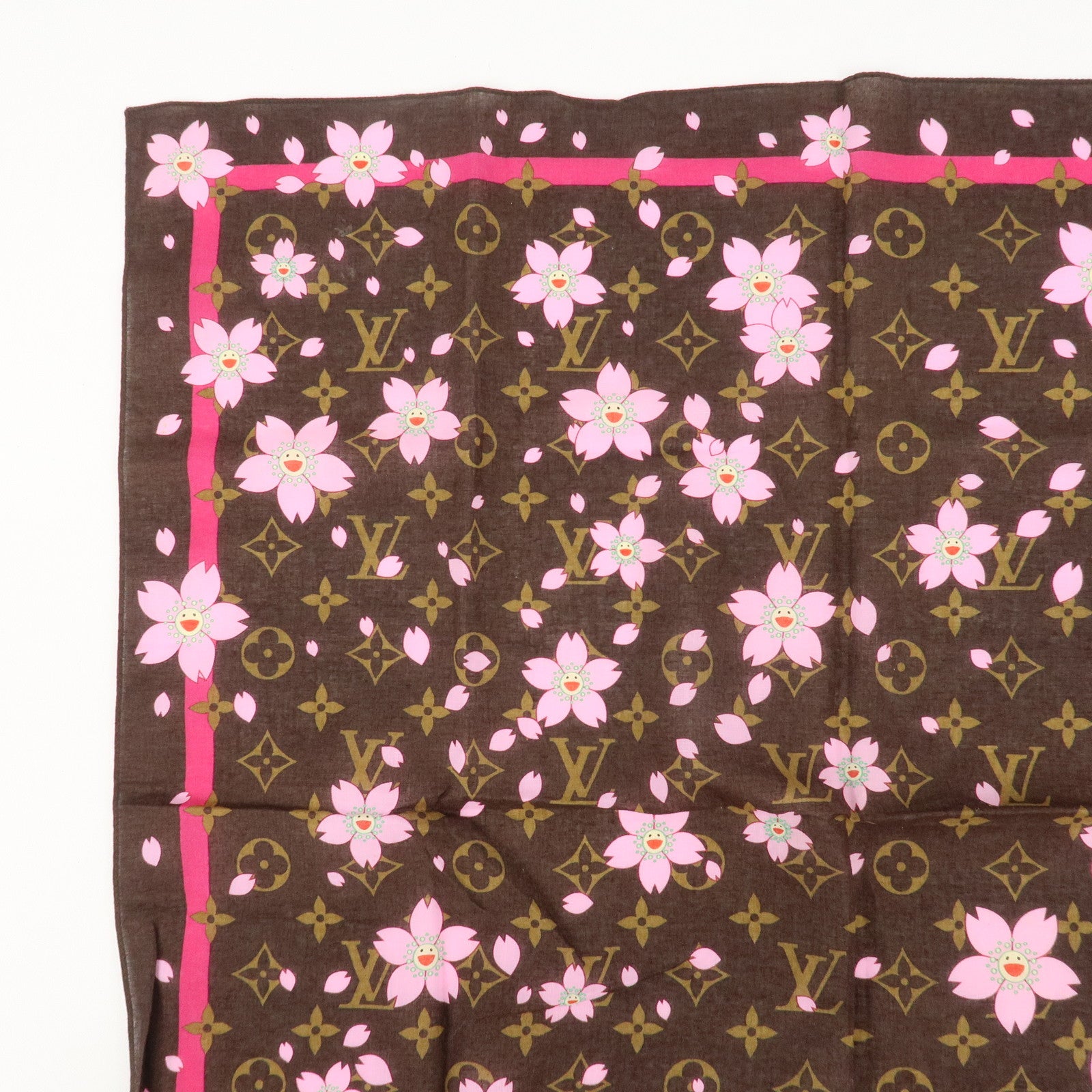 Louis Vuitton Monogram Cherry Blossom 100% Cotton Scarf M71920 Used