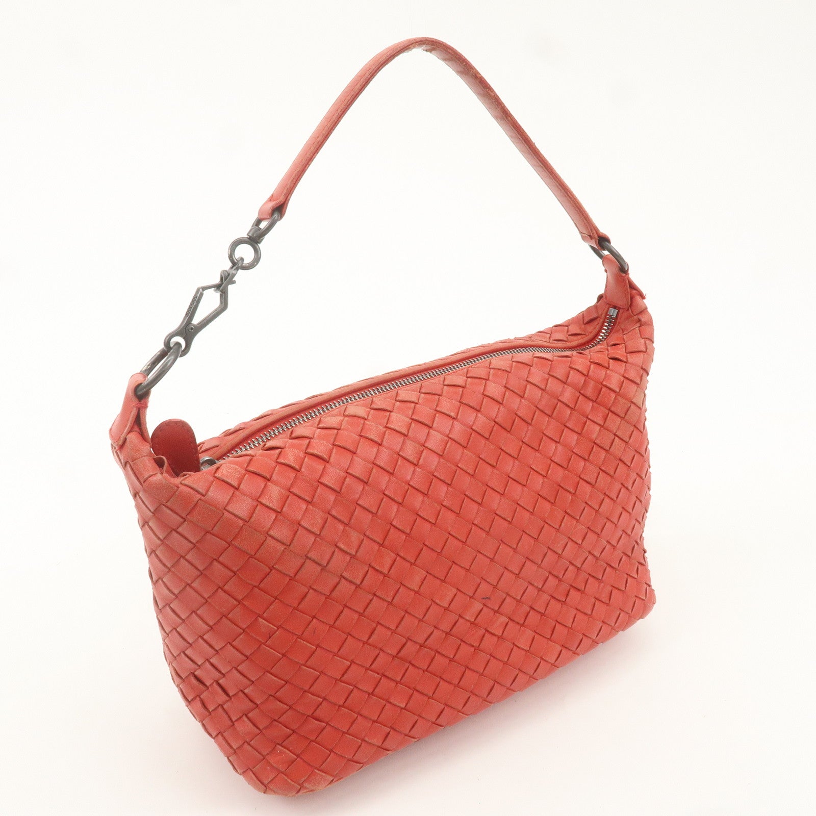 BOTTEGA VENETA Intrecciato Leather Shoulder Bag Red 239988