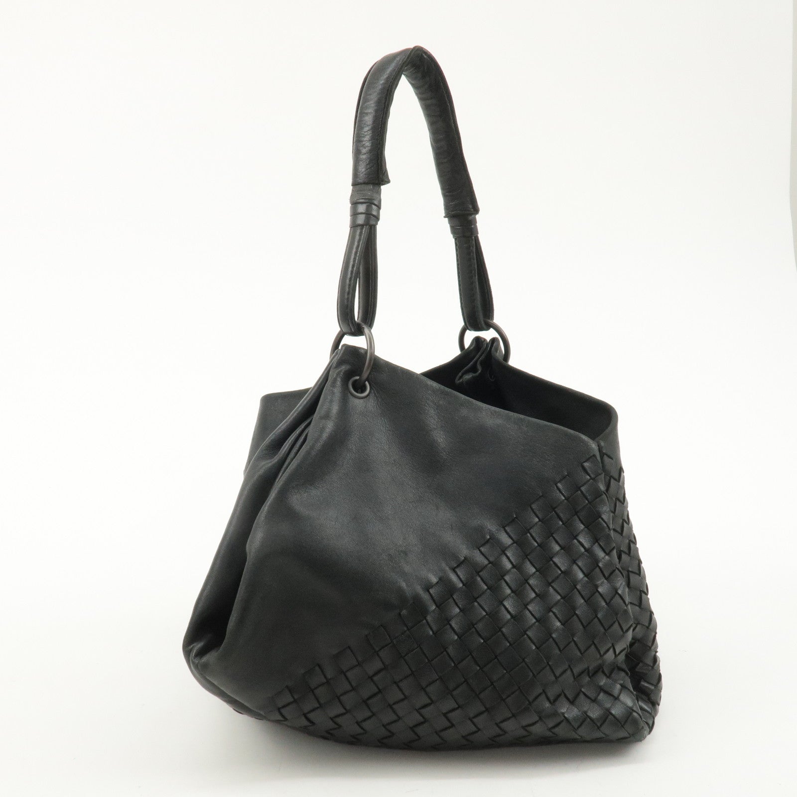 BOTTEGA VENETA Intrecciato Leather One-Shoulder Bag Black