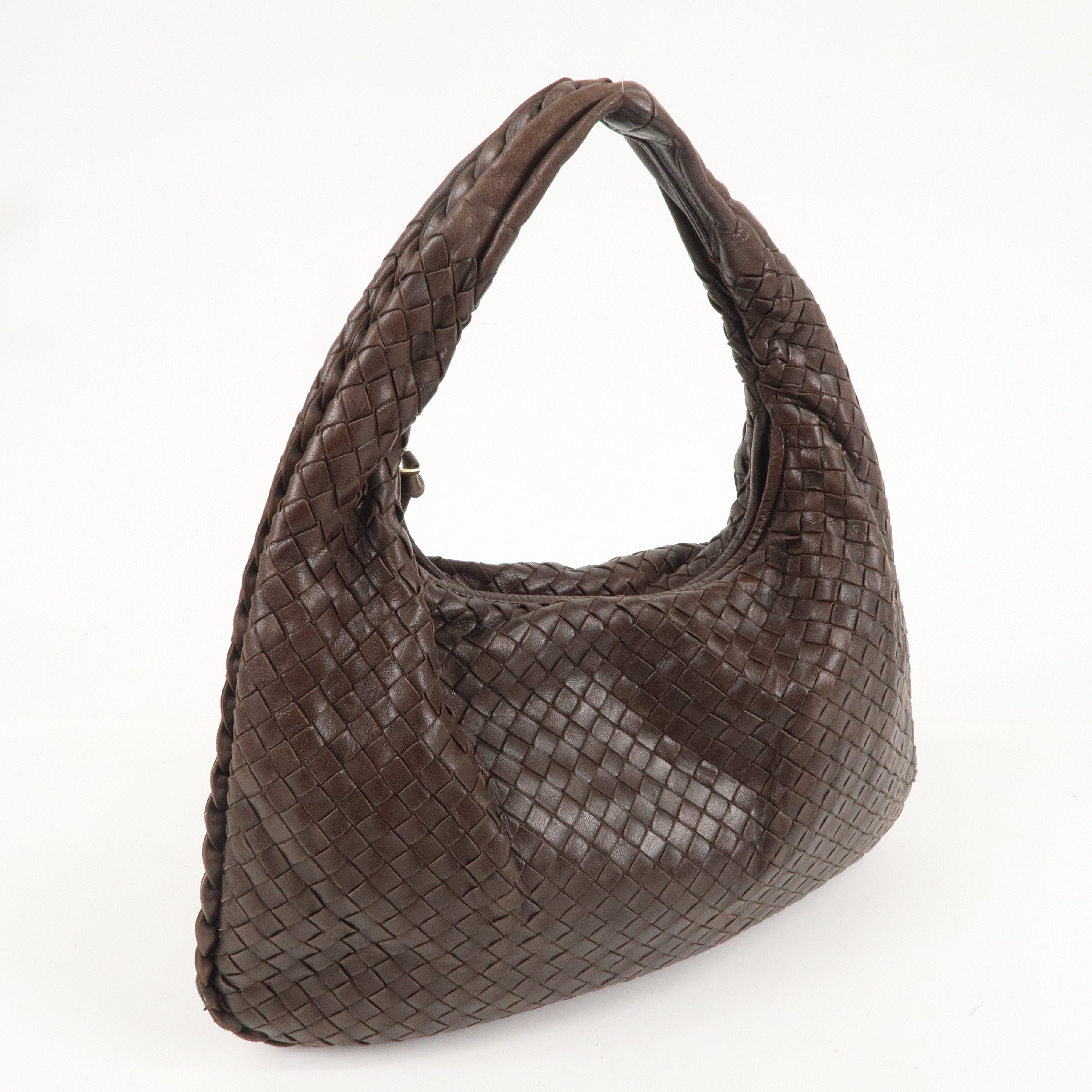 BOTTEGA VENETA Hobo Intrecciato Leather Shoulder Bag Brown 115653